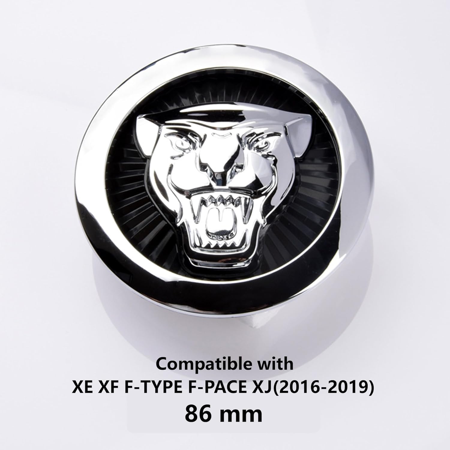 Emblem Compatible with XE XF XJ F-Type F-PACE Front Center Grille Emblem 3.38inch Car Badge Emblem Leopard (Front Black-Chrome)