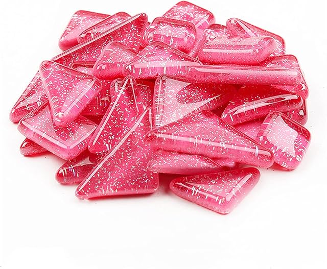Mosaic Tiles Irregular Mosaic Glass Pieces Square and Triangle Glitter Crystal Mosaic Tiles for DIY Art Craft Decoration 200g