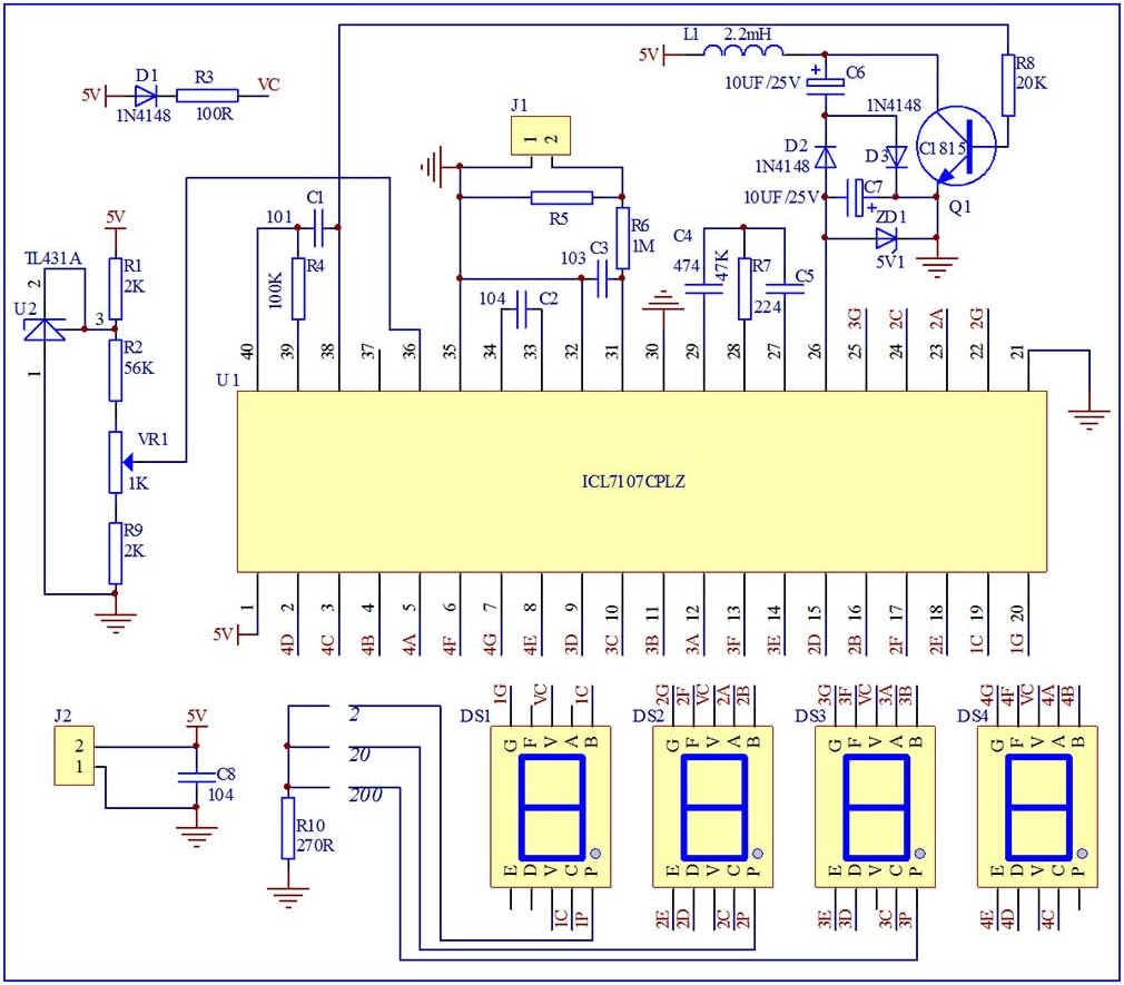 Kit di misuratori digitali fai-da-te - ICL7107, DC 5V, 35mA, 70.6x39mm
