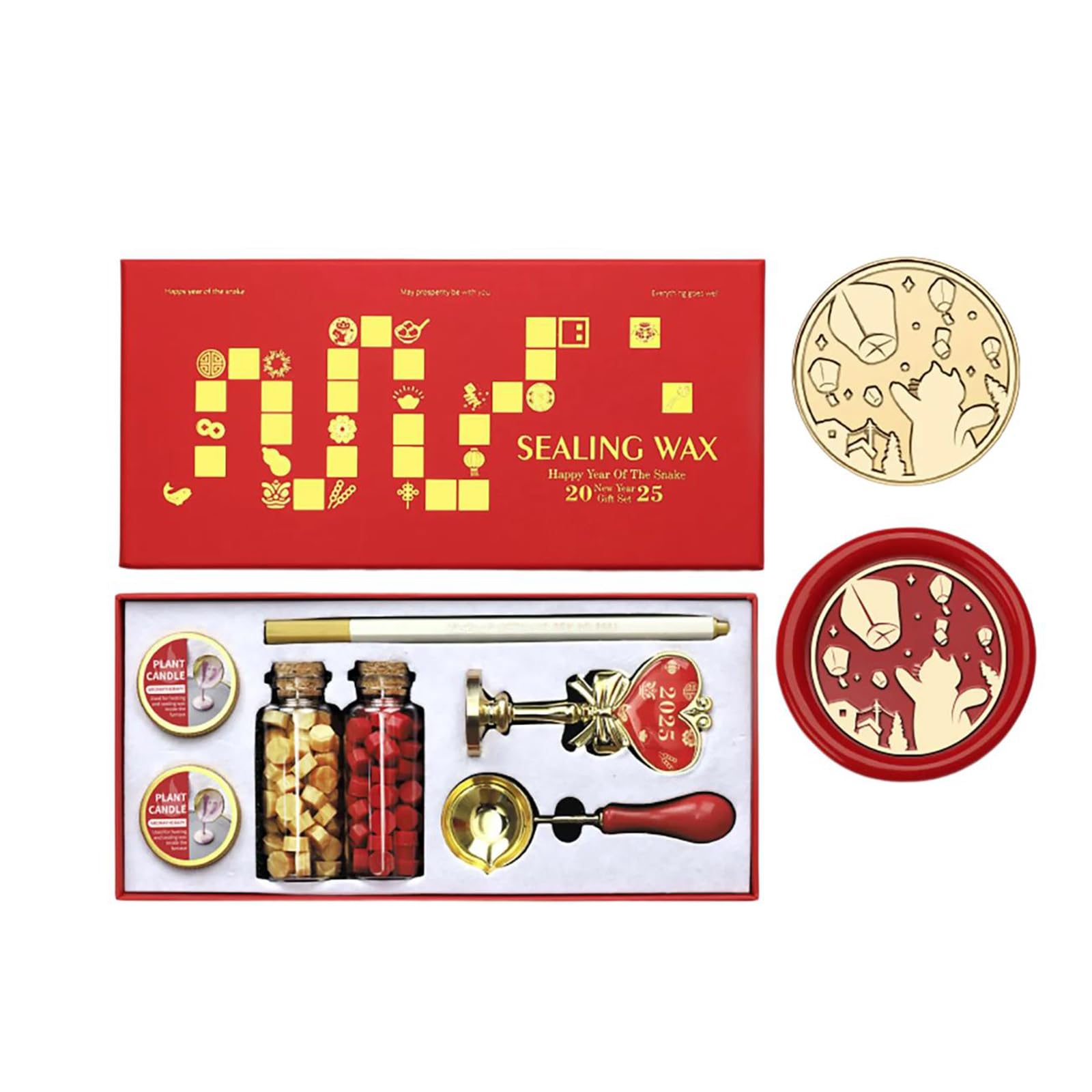 Yhplxyuus Year of the Snake Themed Seal Stamp Seal Beads Melting Spoon and Set for Envelope Card Party Invitation Decorative Envelope