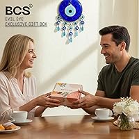 Vista 4 de BCS Decoración de pared extragrande contra el mal de ojo de 5.2 pulgadas, cristal azul turco, griego, amuleto de nazar de buena suerte y protección