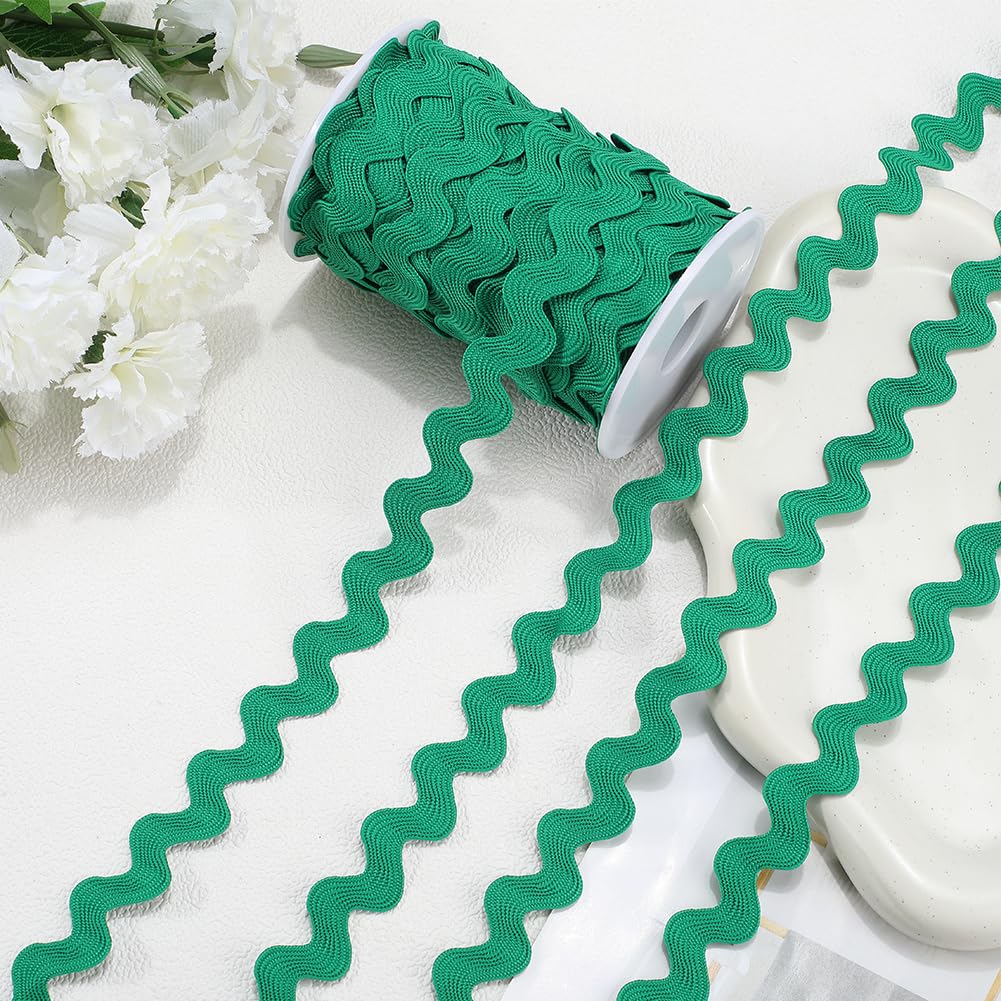 GORGECRAFT Rick Rack Trim 25 Yards 10mm Wide RIC Rac Ribbon Green Wave Bending Fringe Trim Zig Zag Lace Edging Braid Trimming Polyester Webbing Ribbons for DIY Sewing Crafts Gift Wrapping Bow Making - Image 3