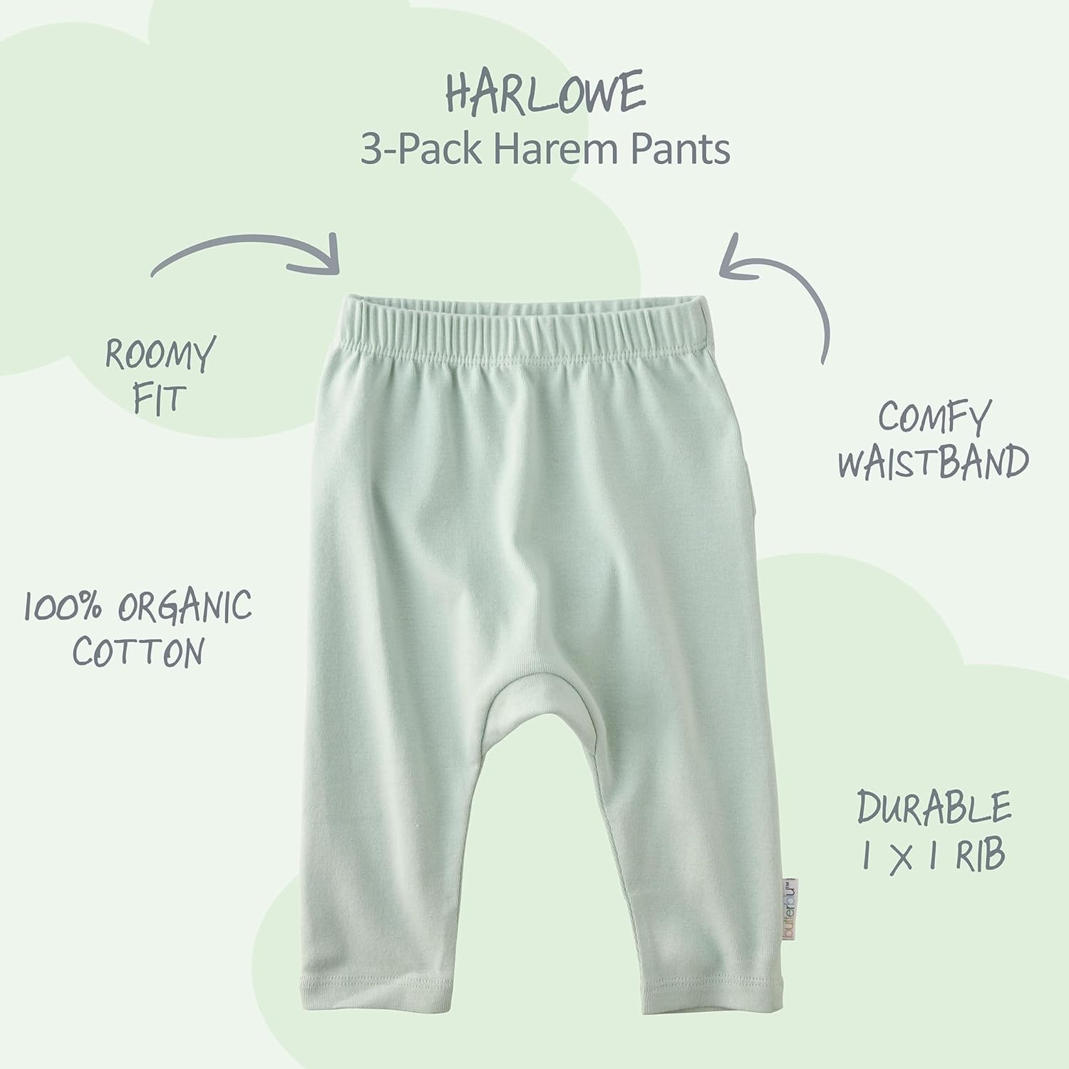 Harlowe 3-Pack Baby Pants 100% Organic Cotton for Baby Boys & Girls​