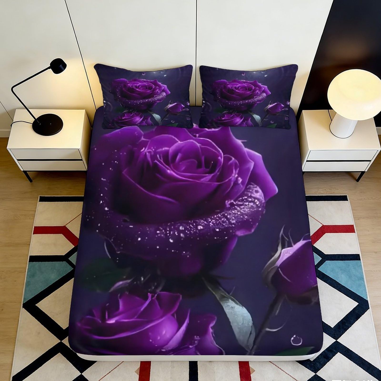 3D Printed Hot Air Balloon Fitted Sheet Microfiber Deep Pocket Non-Slip Bedroom Air Balloon Mattress Fitted Cover Washable 120x200x25cm