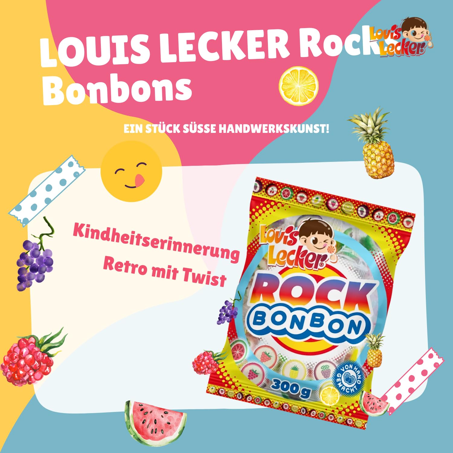 LOUIS LECKER Rocks Bonbons 20 x 300g Handgemachte Hartkaramellen