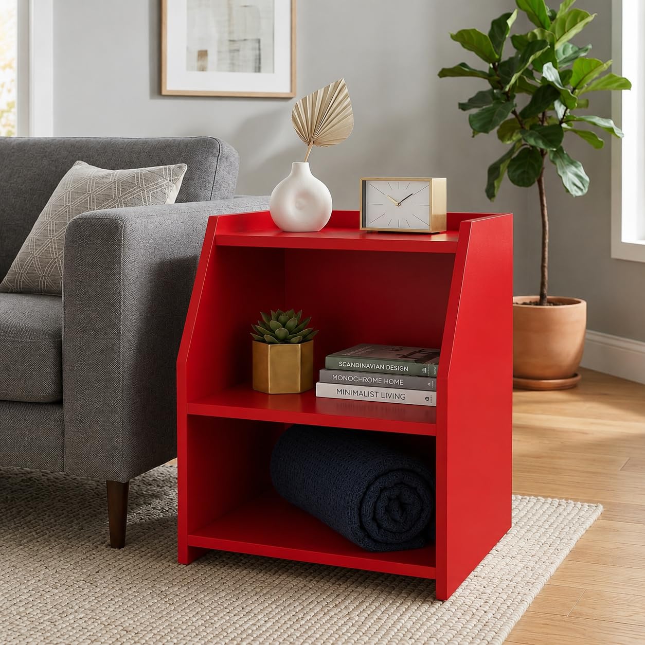 Modern End Table with 2 Open Shelves Bedside Table, Nightstand, Sofa Side Table, Living Room,Bedroom etc.End Table-image-6