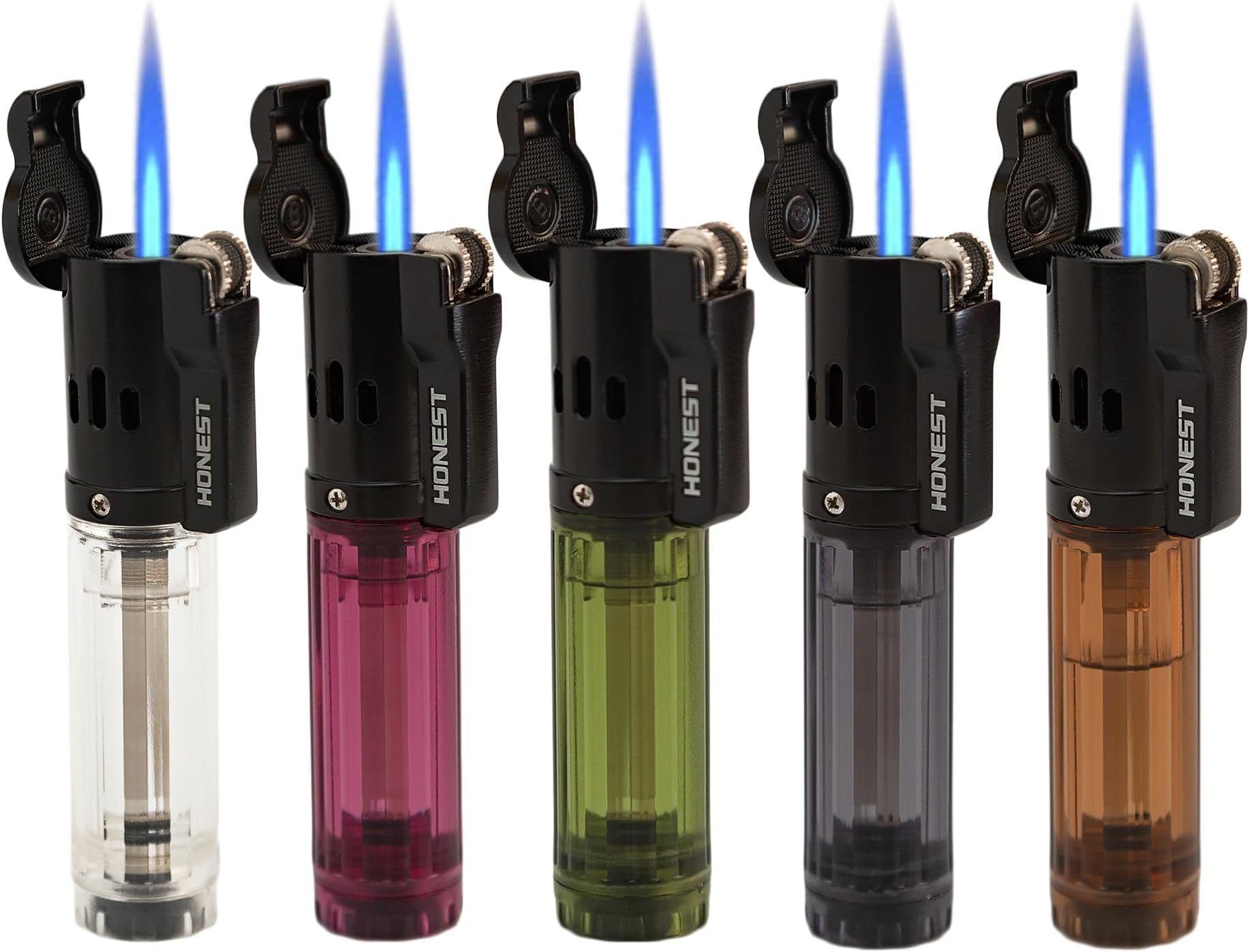 Windproof Torch Lighter Single Jet Flame Fuel Refillable Tank Visible(No Gas) (5 Color)
