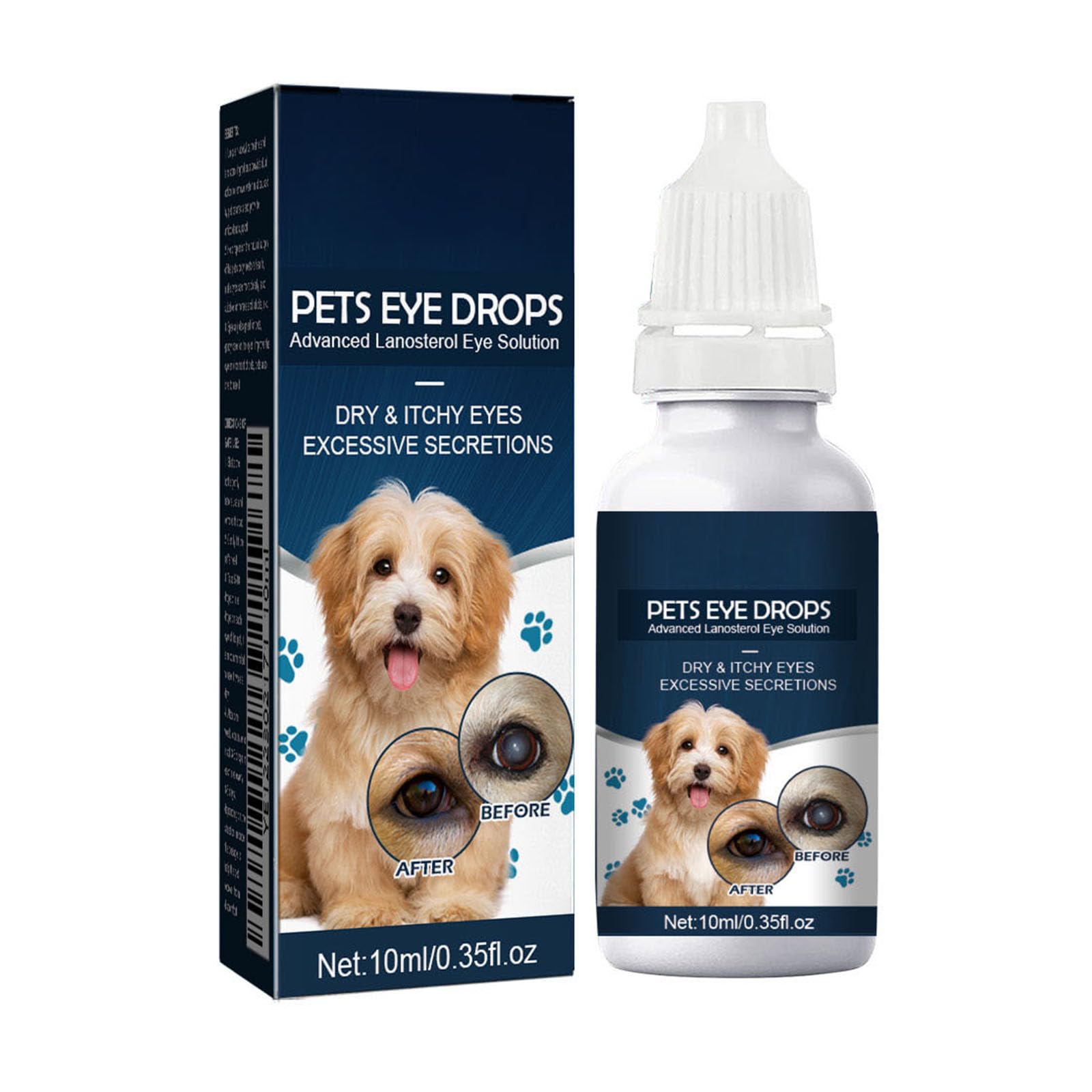 Cataract Drops for Dogs, Pet Eye Drops for Vision Clarity and Stain Removal, Soothing Eye Irritation, Safe Moisturizing Formula for All Pets Including Cats and Small Animals, 10ml