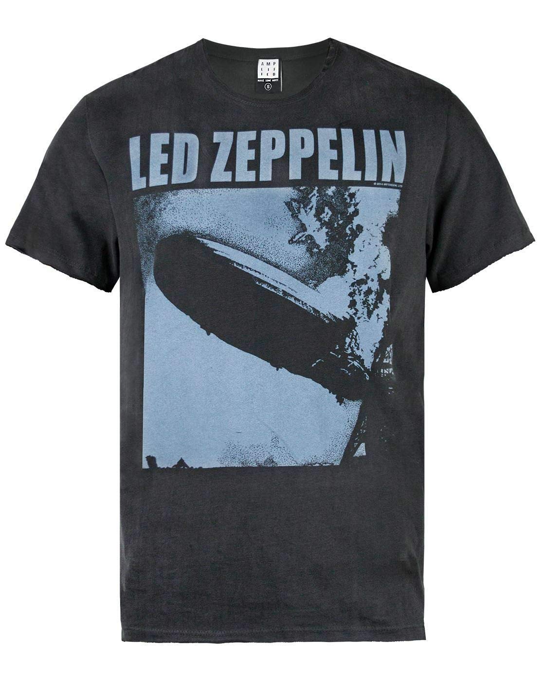 Amplified Men's Grey (Charcoal Cc) Led Zeppelin-Blimp Square T-Shirt (Size:s)
