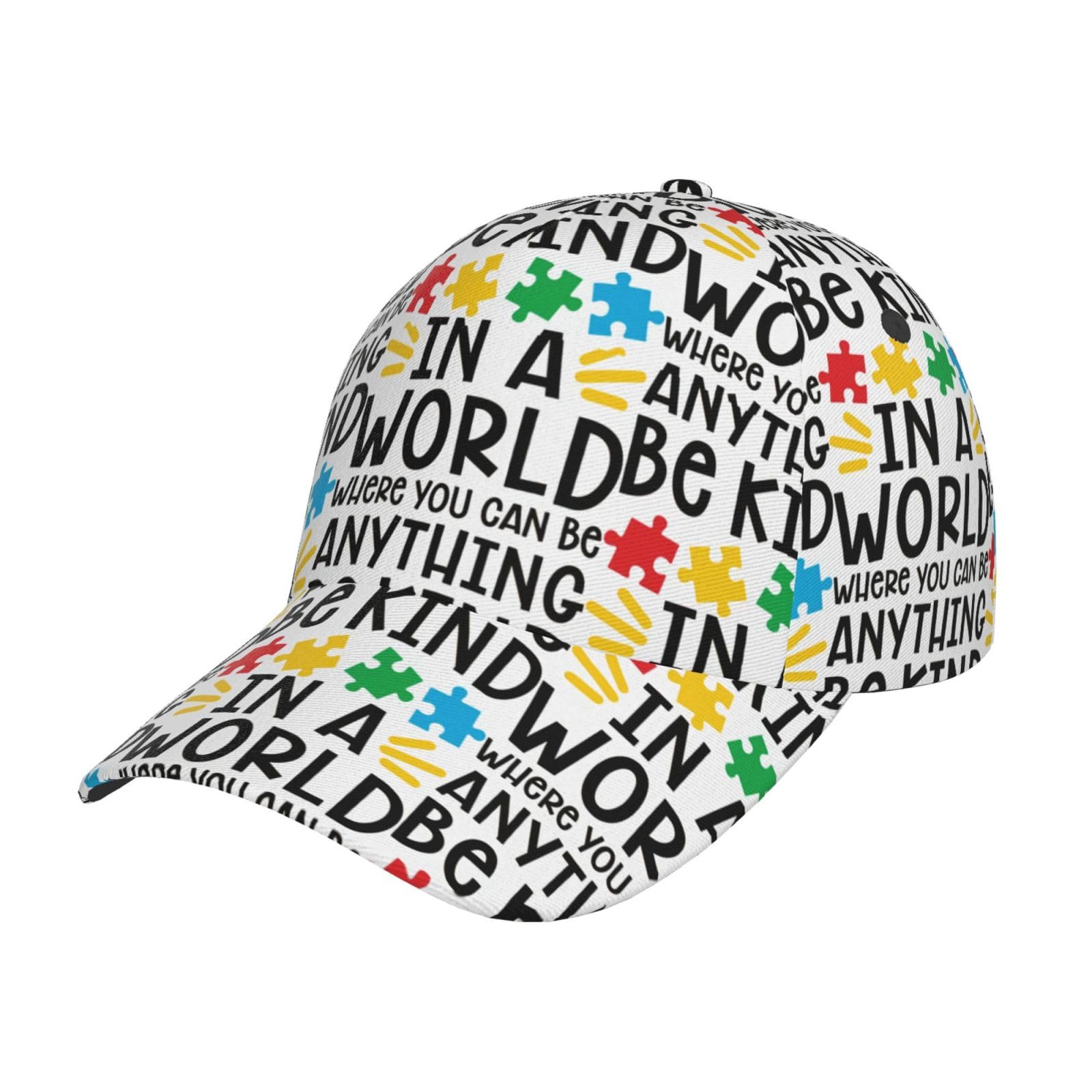 Hihihihihihihihi Unisex Autism _H5214141 Autism Awareness Puzzle Pattern Hat Women's Men's Baseball Caps Adjustable Autism Baseball Hat Autism Cap