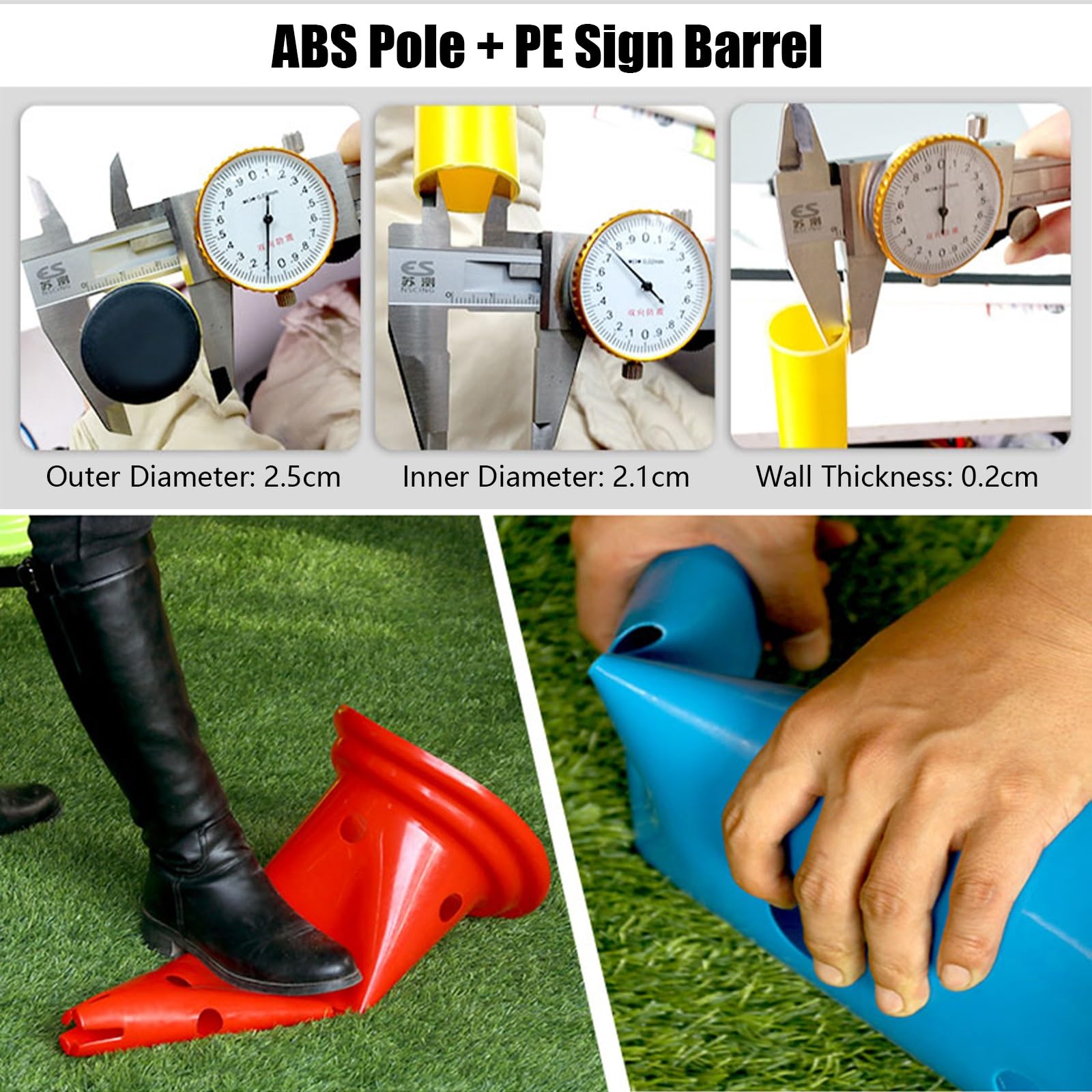 Palos de Slalom Postes De Agilidad Para Entrenamiento De Fútbol, Slalom Pole/ Adjustable Hurdles Poles 5pc Set, Equipo De Práctica Multideporte Para Niños Mascotas Adultos Para Atletismo Rebote Regate