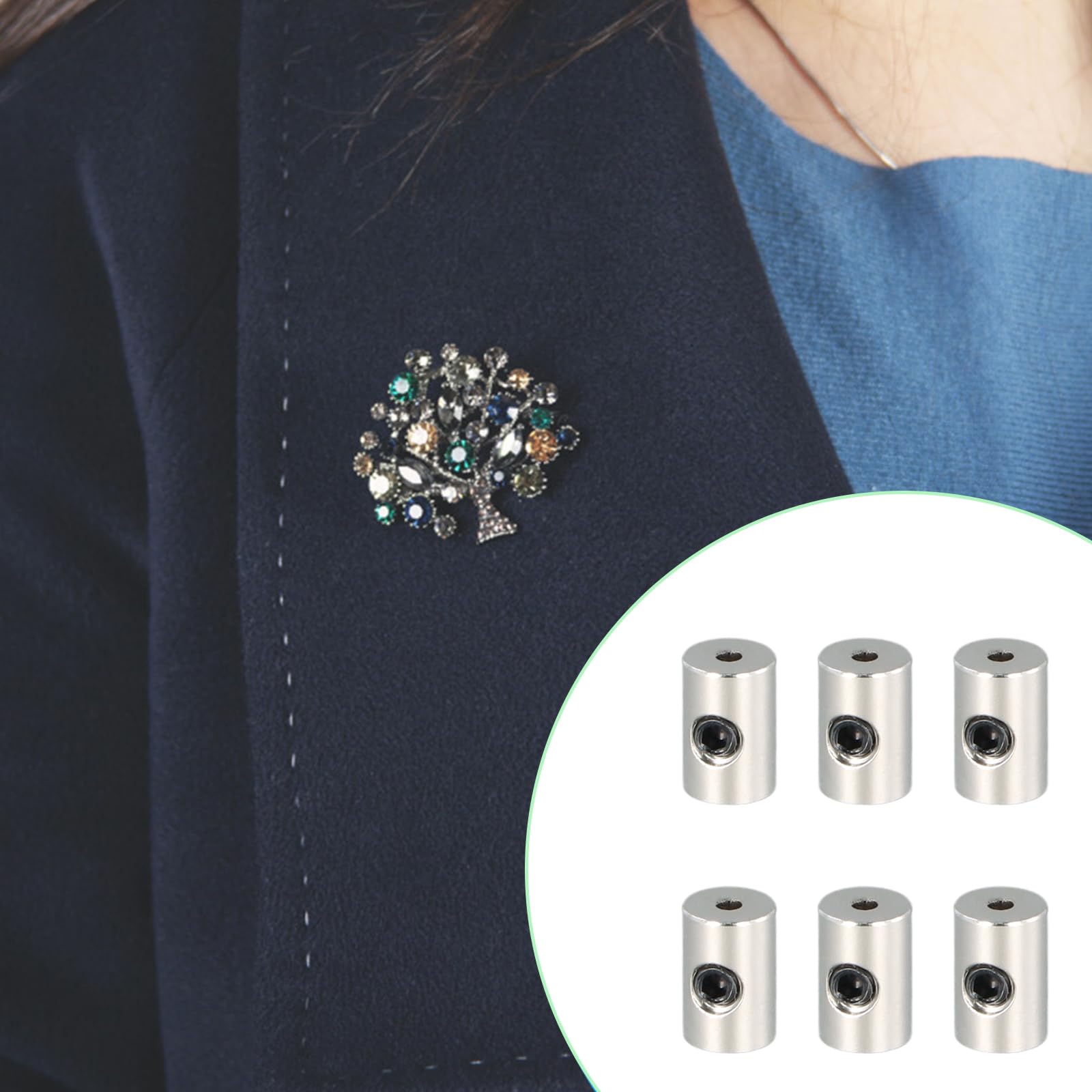 30pcs Pin Lock Keepers, Perno di Chiusura, 6x5mm Perno di Bloccaggio con Chiave Inglese, Ferma Spille Perno Schienale, Locking Pin Back per Badge Spille Gioielli Etichette Nome Artigianato Diy
