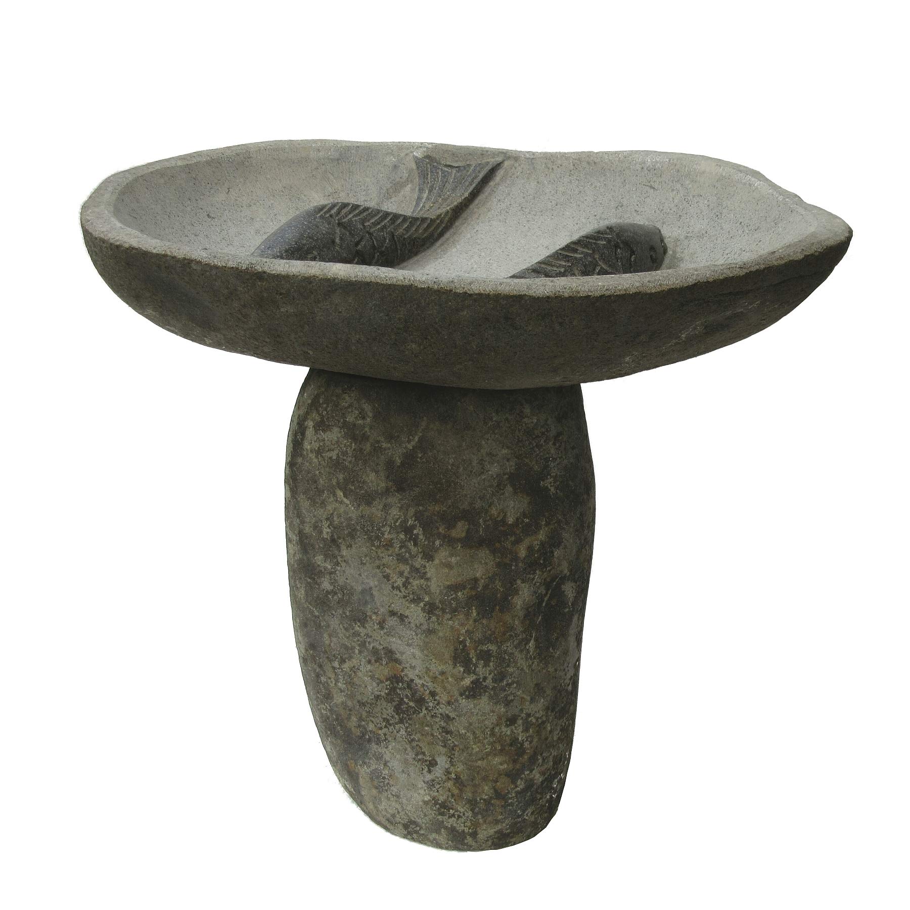 Abreuvoir oiseaux en pierre brute de rivière 50 cm d'allure sculpturale