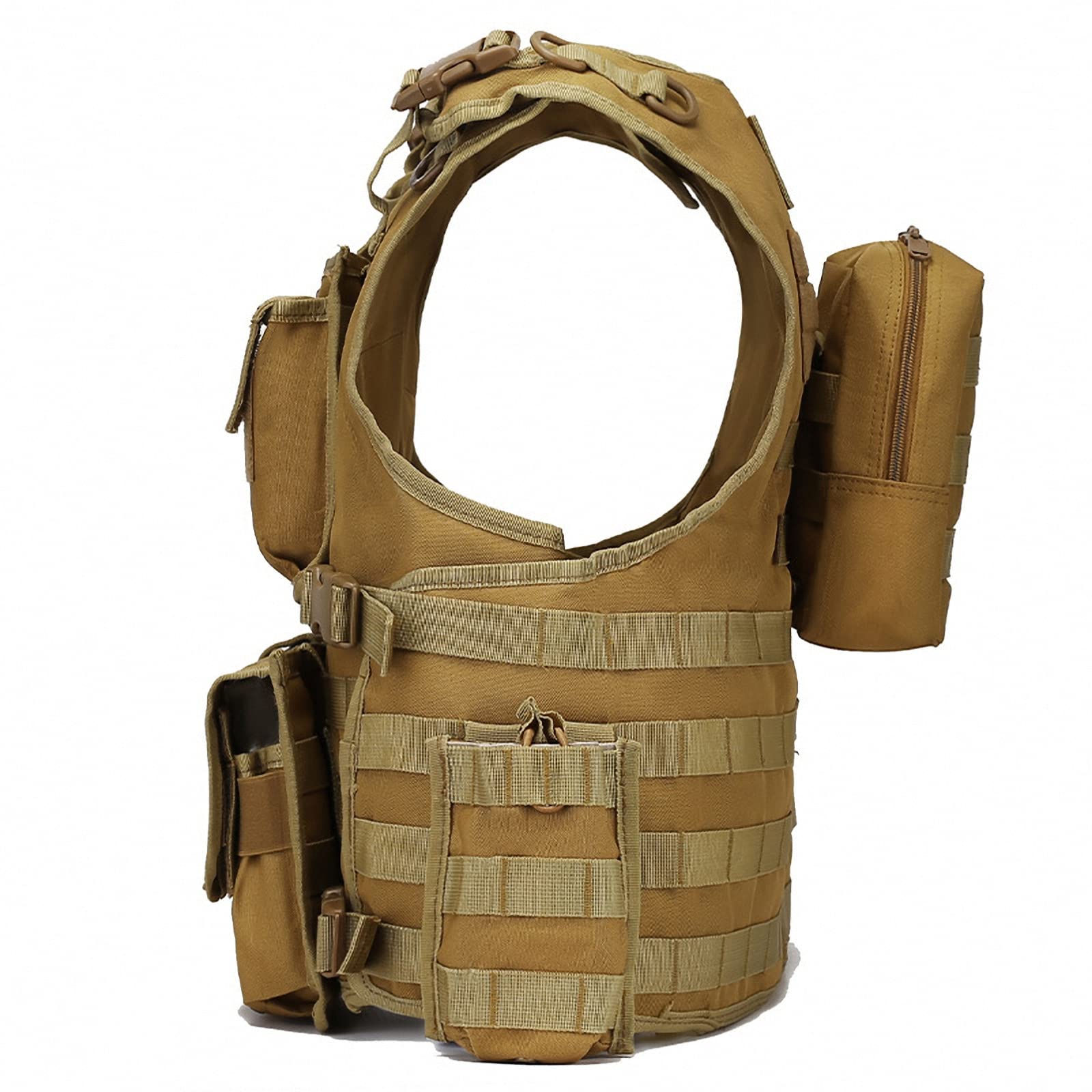 Gilet tattico Leggero,platecarrier Combattimento Vero e Proprio per addestramento all'aperto sul Campo,Giubbotto Pettorina da tiro CS-Fan Militare,Gioco di Sopravvivenza