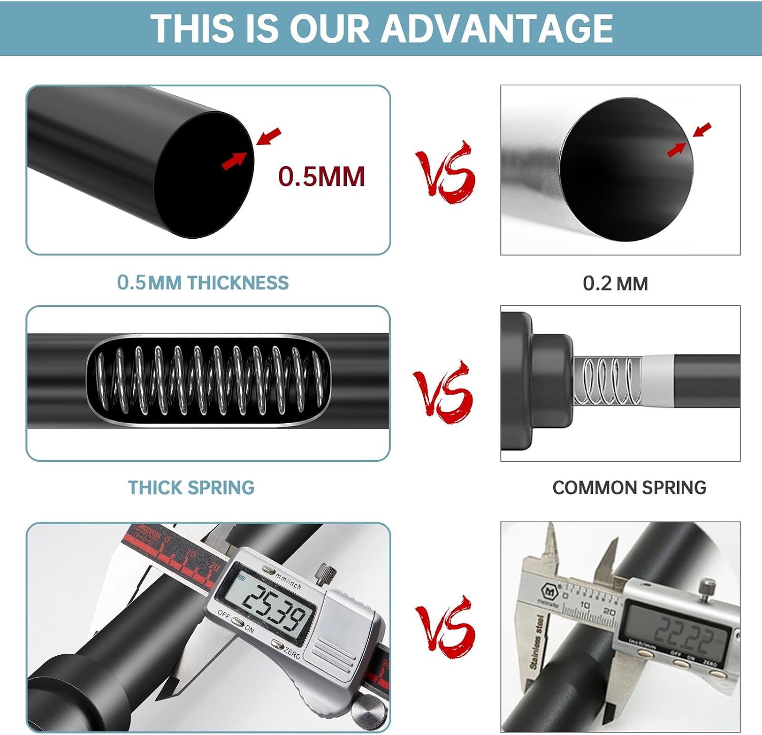 BRIOFOX Tension Curtain Rod Adjustable 24 to 80 inch (2-6.67ft) - Black Spring Tension Shower Curtain Rod for Window or Bathroom No Drilling Non Slip