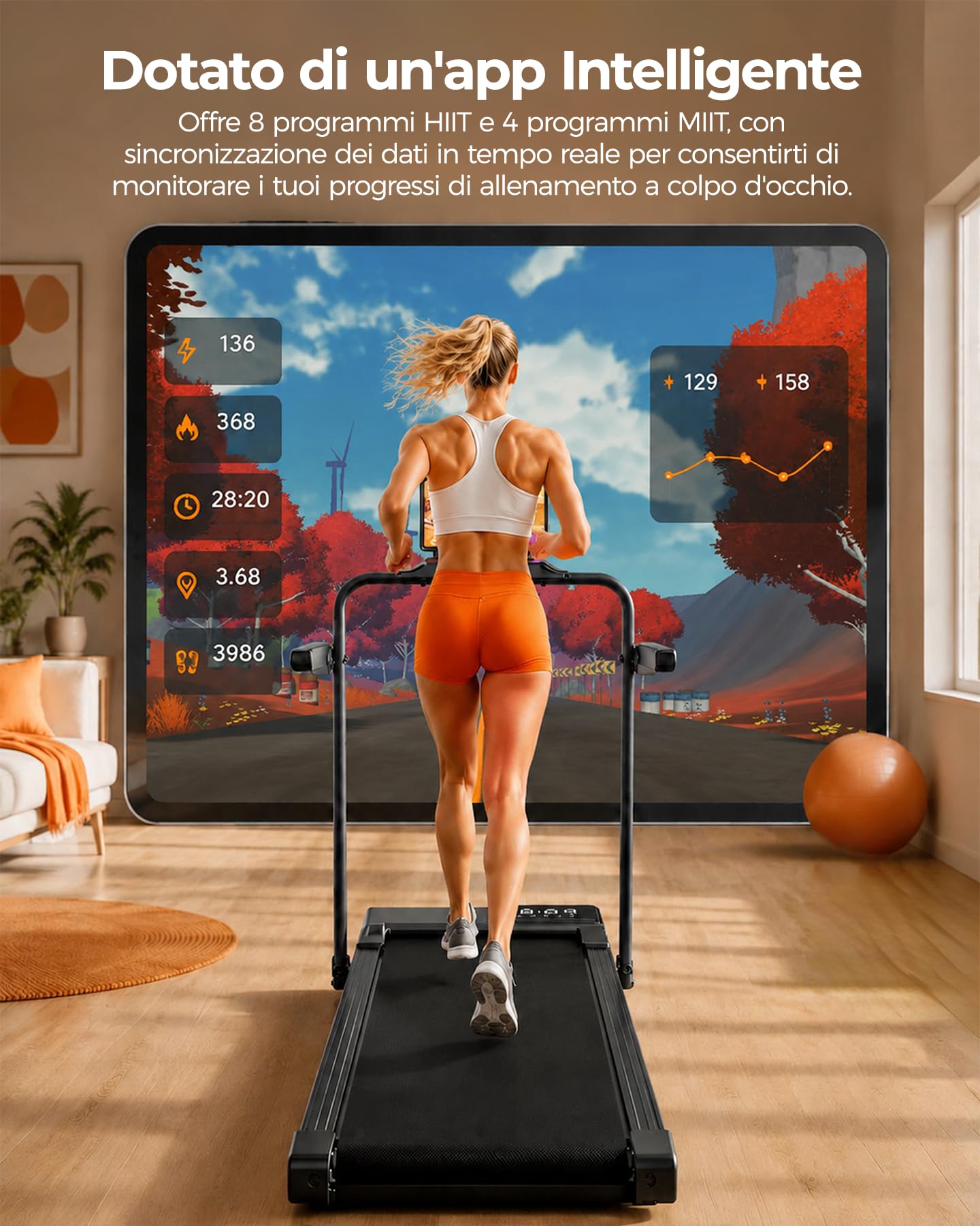 Superun Raceable Tapis Roulant Salvapazio Elettrico con Inclinazione 6%, 2.5CV/3CV Walking Pad,1-6/12 km/h Tapis Roulant Elettrico Pieghevole con APP Controllo Corsi di Allenamento, Massima di 136 kg