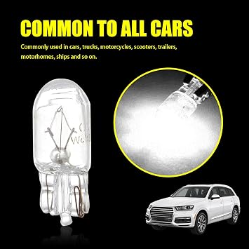 Tesnaao Pack-10 T10 Car Brake Lights, T10 168 192 12V 5WDouble-wire Vehicle Turn Signal Tail Light Replacements, Universal Waterproof Automotive Lighting Accessories for Truck SUV Car (White Light)