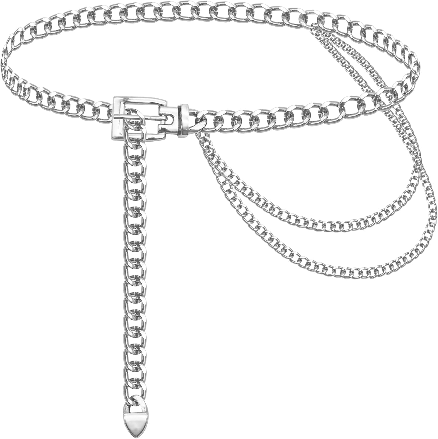 Ammiko Multilayer Chain Belts for Women Girls Metal Punk Waist Chain Belt Body Belly Chunky Belt for Dresses Jewelry