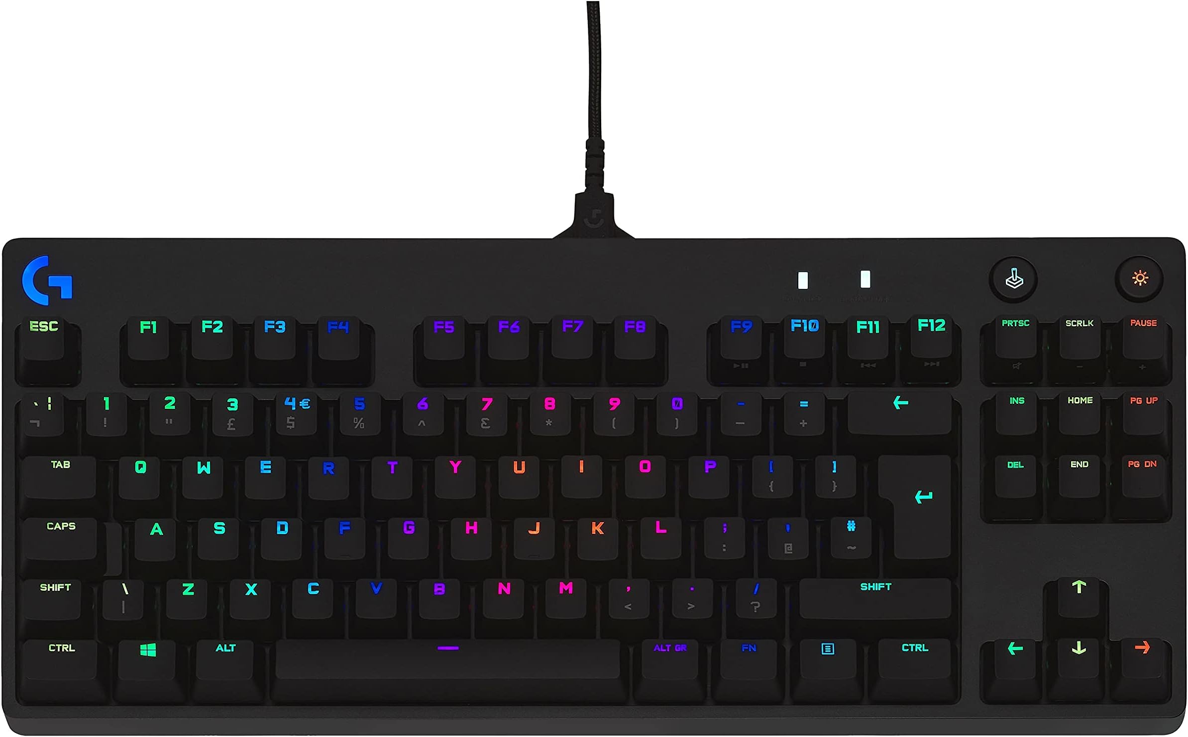 PRO Mechanical Gaming Keyboard – Ultra Portable Tenkeyless Design, Detachable Micro USB Cable, Advanced GX Blue Clicky Switches, LIGHTSYNC RGB Backlit Keys, QWERTY UK, PC/Mac - Black