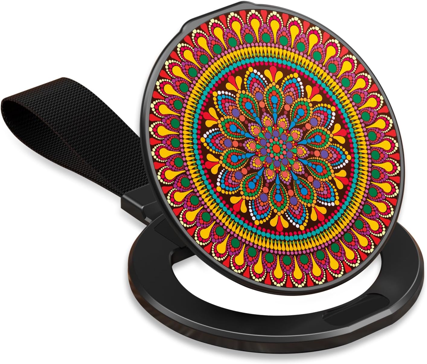 Rosarnnah Phone Grip with Dual-Sided Magnetic for Magsafe - Adjustable Cell Phone Strap Stand Finger Ring Kickstand - Compatible with iPhone 17 Pro Max 16 15 14 13 12 Accessories - Mandala