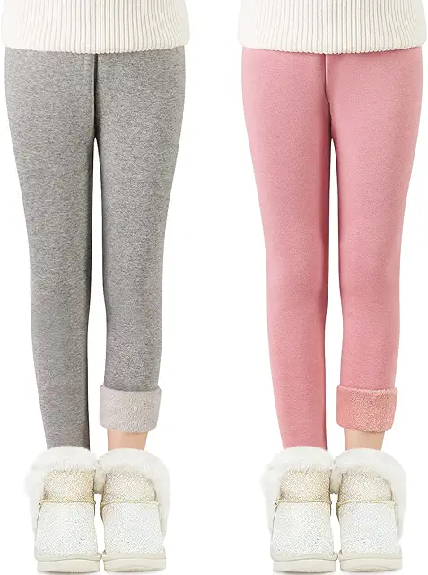 Leggings Polaire Hiver Fille Lot de 2 - Pantalon Coton Chaud