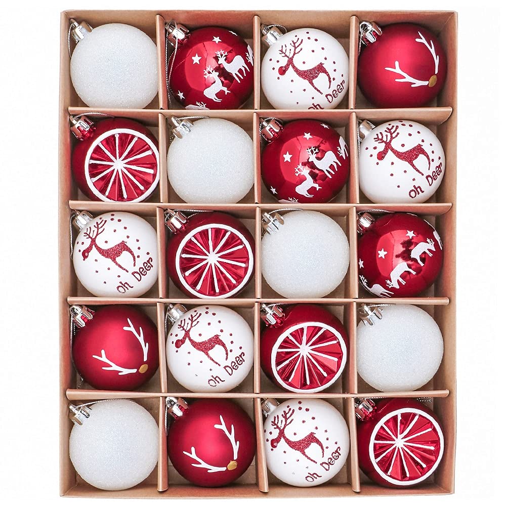 Ozdoba Choinkowa 6 cm 20 SZTUK Boże Narodzenie kulki Ozdoby Choinkowe Wiszące Wisiorki Bauble Xmas Dekoracje Dla Nowego Roku Prezent dekoracje świąteczne (Color : Style 1)