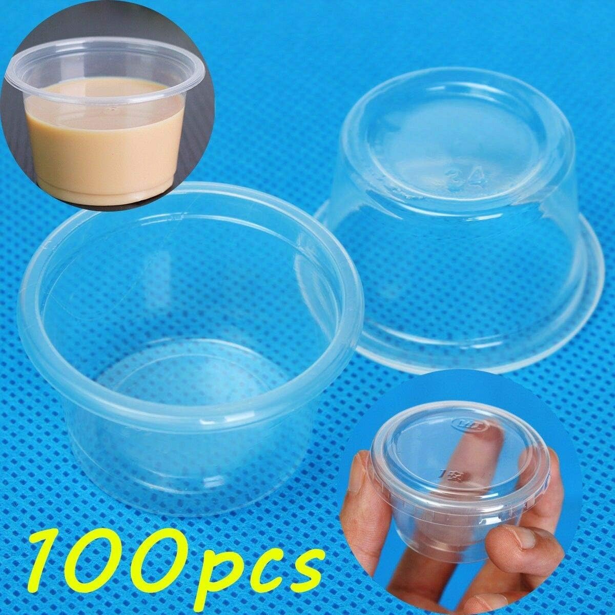 100pcs 1oz 30ml Cup With Lid Clear Plastic Pudding Jelly