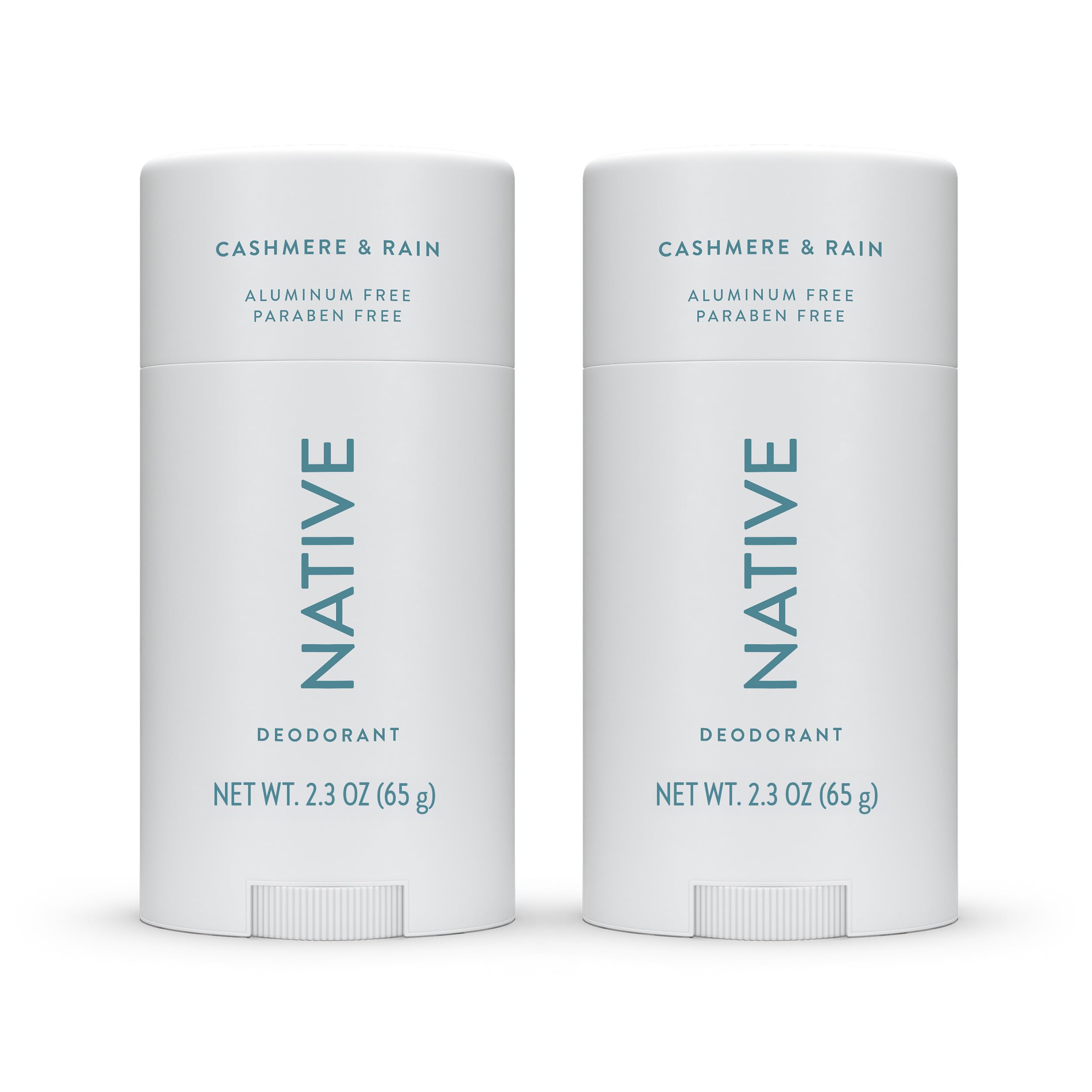 Native Deodorant Contains Naturally Derived Ingredients, 72 Hour Odor Control, Deodorant for Women and Men, Aluminum Free, Cashmere & Rain Scent 2.3 oz (Pack of 2)
