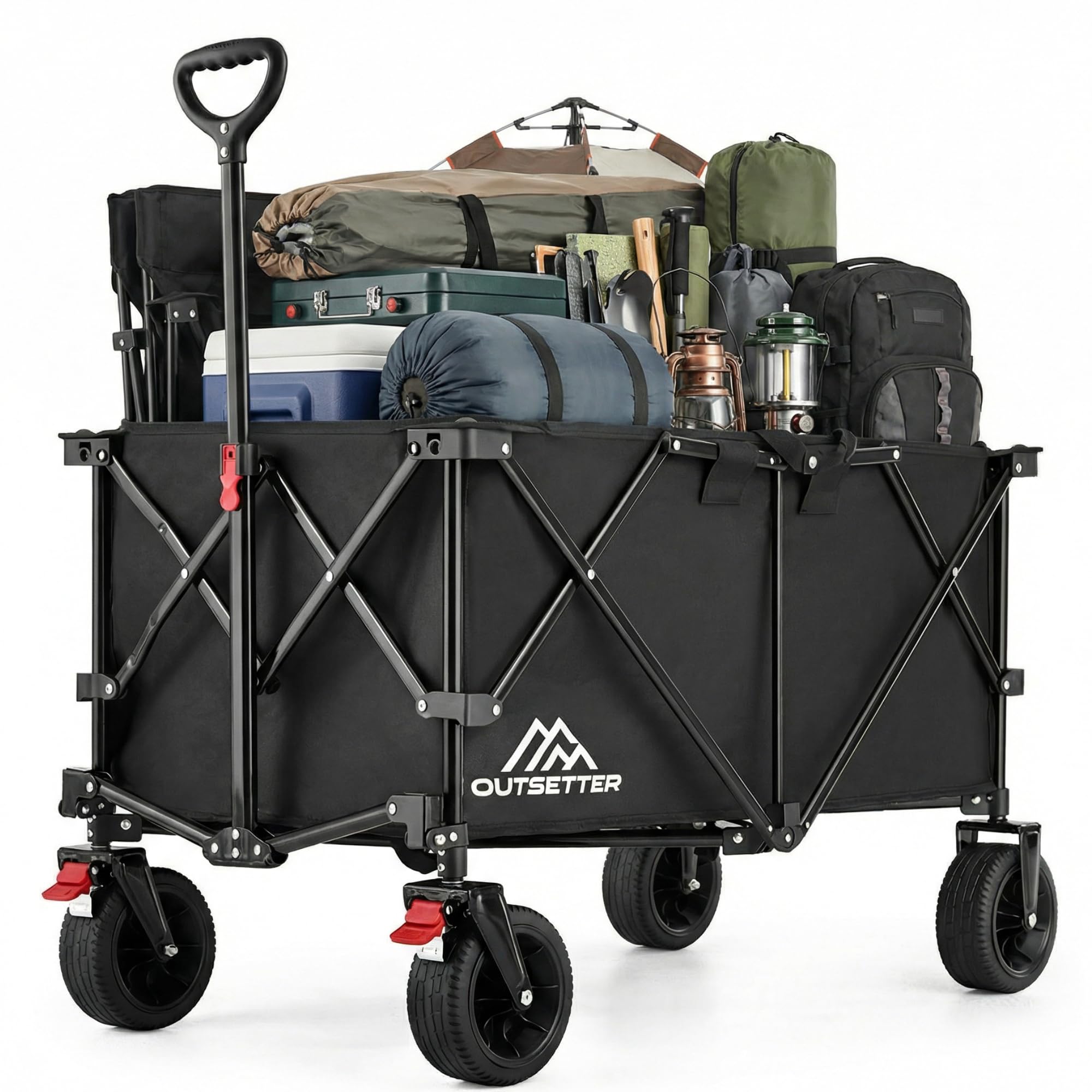 B&Q -  200 Litres Heavy Duty Folding Hand Cart Garden Wagon Trolley Festival Camping Beach Picnic