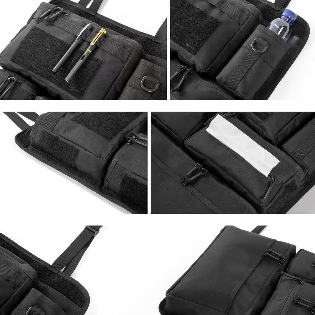 Organizador Asiento Coche para VW ID.Buzz 2022-2025, Bolsa Trasera Estable Sin Flacidez para Viajes Camping Outdoor Tela Oxford 62x42cm