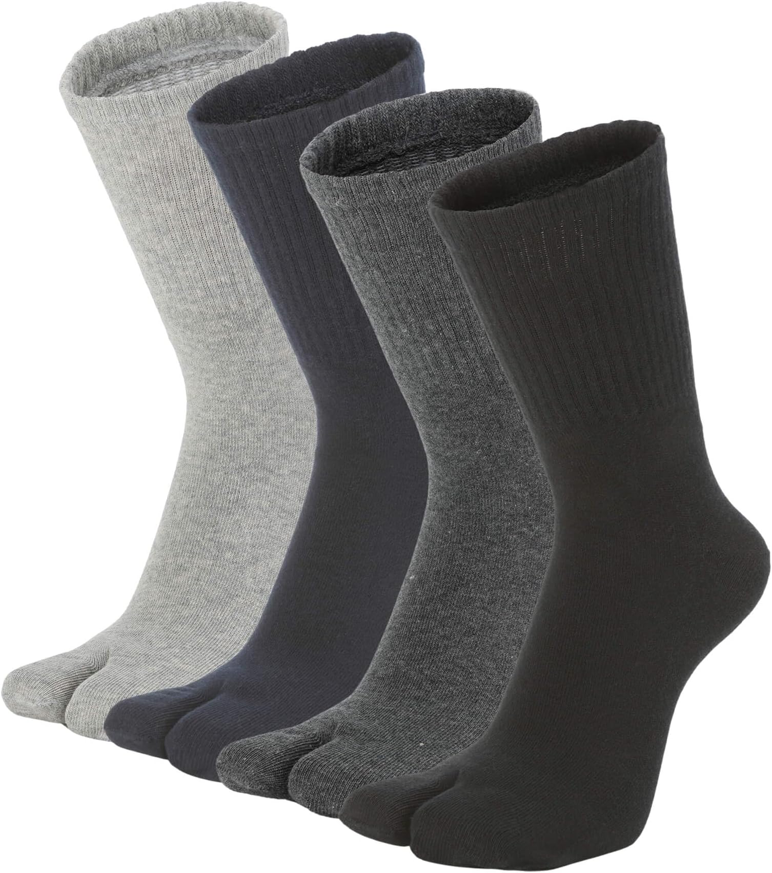 Tabi Socks, Split Toe Flip Flop Socks High Crew for Men and Women Cotton Pack of 4
