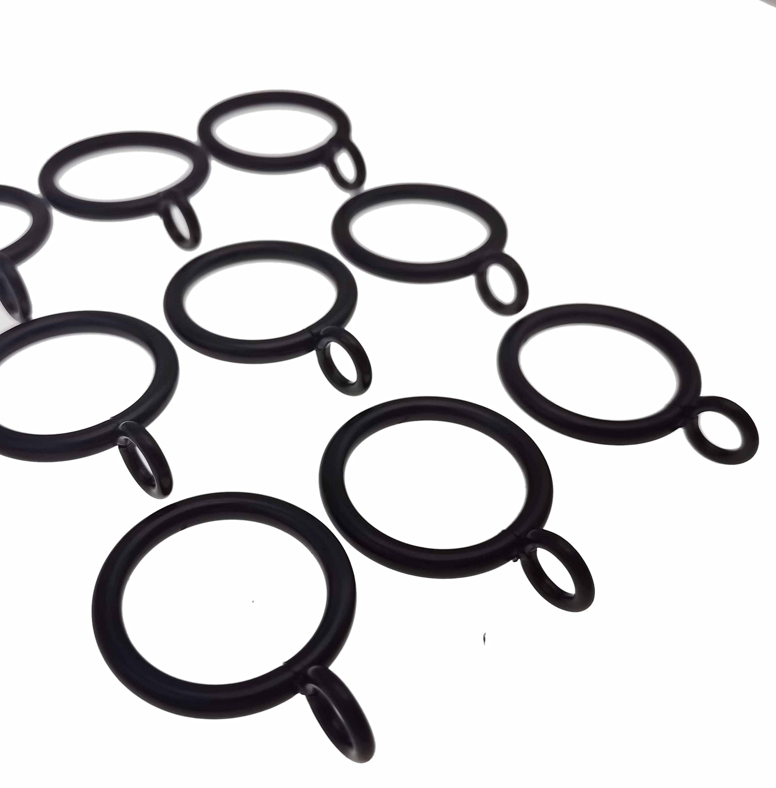 20 Pièces Anneaux Rideau Métal Noir 25 Mm Avec Crochets – Accessoires Pour Rideaux à Plis