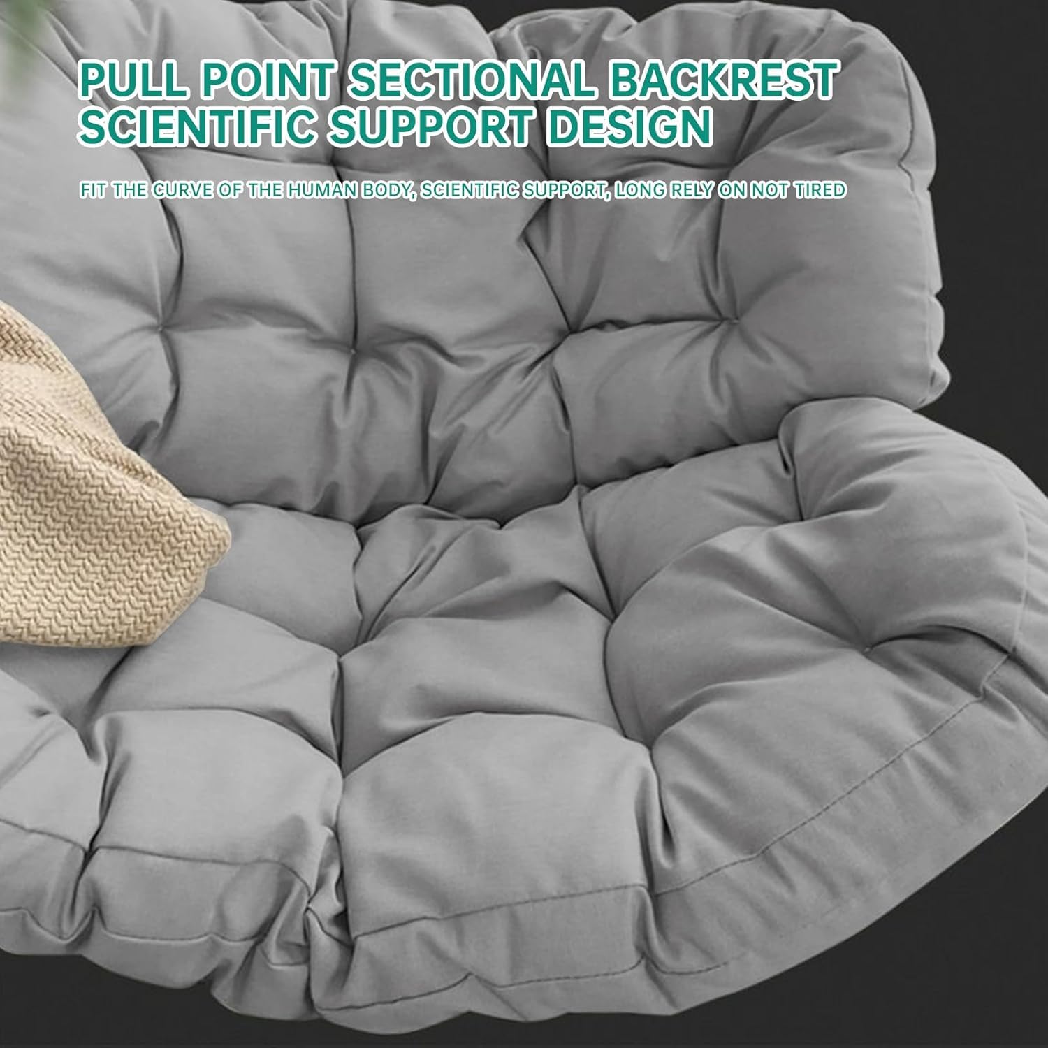 Mecedora para exteriores, silla de mimbre para patio, cómoda sala de estar de gran tamaño con cojín acolchado, mecedora de ratán para patio, sala de estar, dormitorio