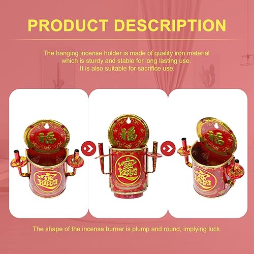 Miniatura 2 de Cabilock Quemador de incienso de hierro montado en la pared, elegante incensario para decoración de meditación, diseño ligero, fácil de usar, tienda