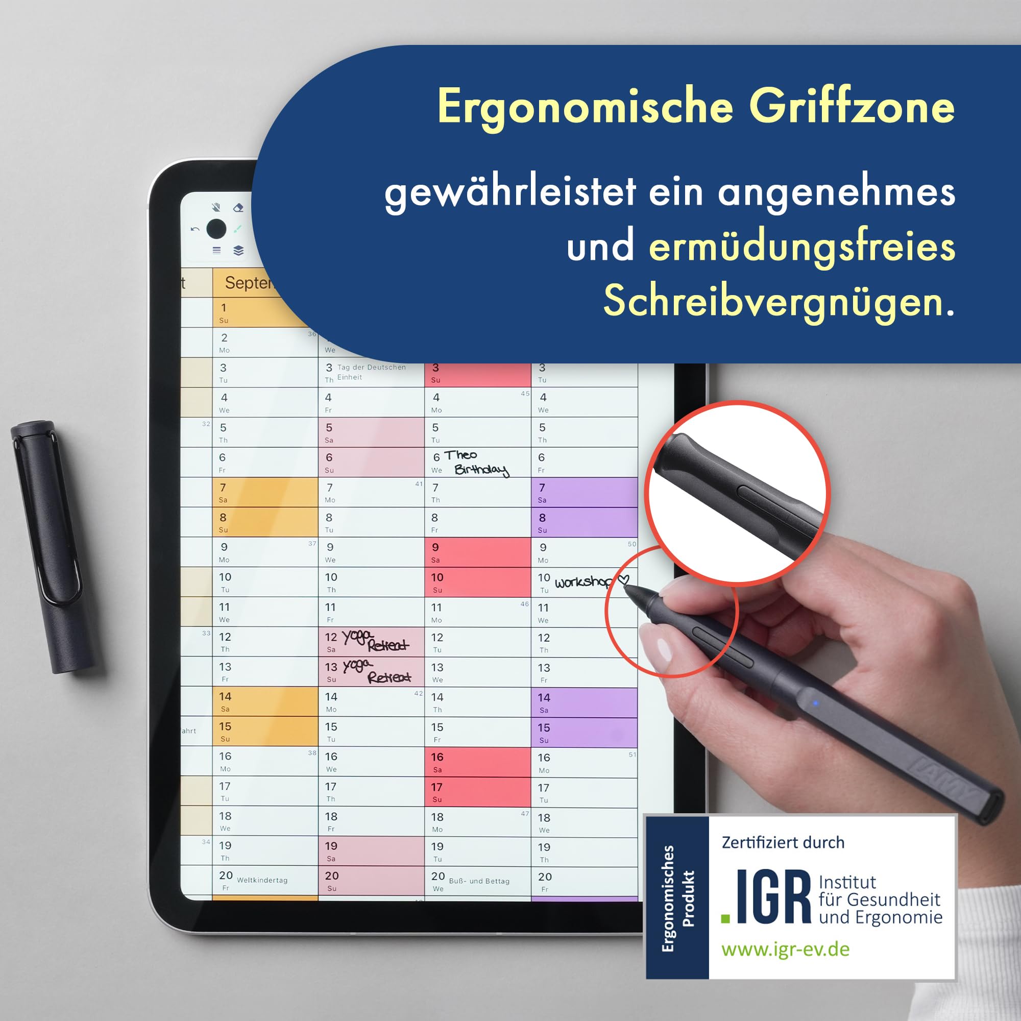 LAMY Safari Note+ Steel Black iPad Stift – Stylus Pen mit Palm Rejection, Neigungssensitivität & ergonomischen Griff – kompatibel mit verschiedenen iPad Modellen – bis zu 10 Stunden Akkulaufzeit
