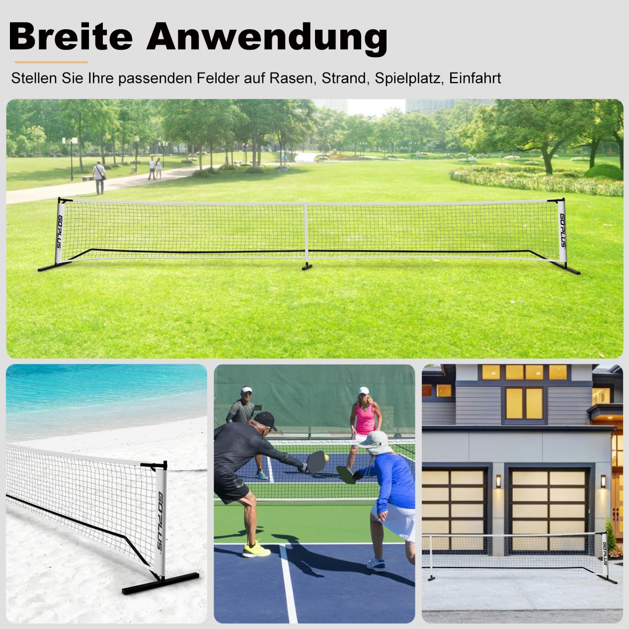 GYMAX Pickleball-Netz mit Metallrahmenständer, 6,7 m langem Pickleball Net Set mit Tragetasche, wetterfestes Netzsystem, Übungsnetz für Garten, Strand & Hinterhöfe
