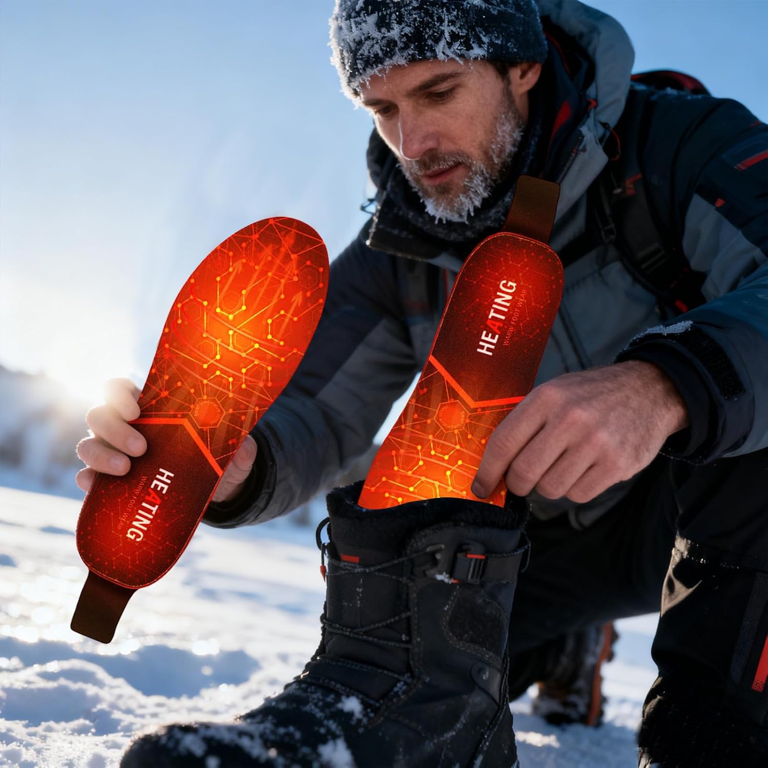 電熱インソール - サーマルシューズインサート、急速充電冬用フットウォーマー、キャンプ、ハイキング、スキー、屋外作業、自宅で長持ち