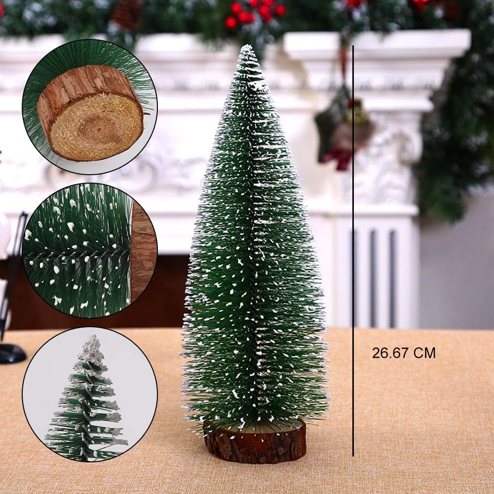 CraftVatika Artificial Mini Christmas Tree Miniature Table Decor Tree with Wooden Base - Christmas Xmas Tree for Home Office Living Room Decor - Christmas Decoration, Xmas Gifts for Office (Set of 1) 1