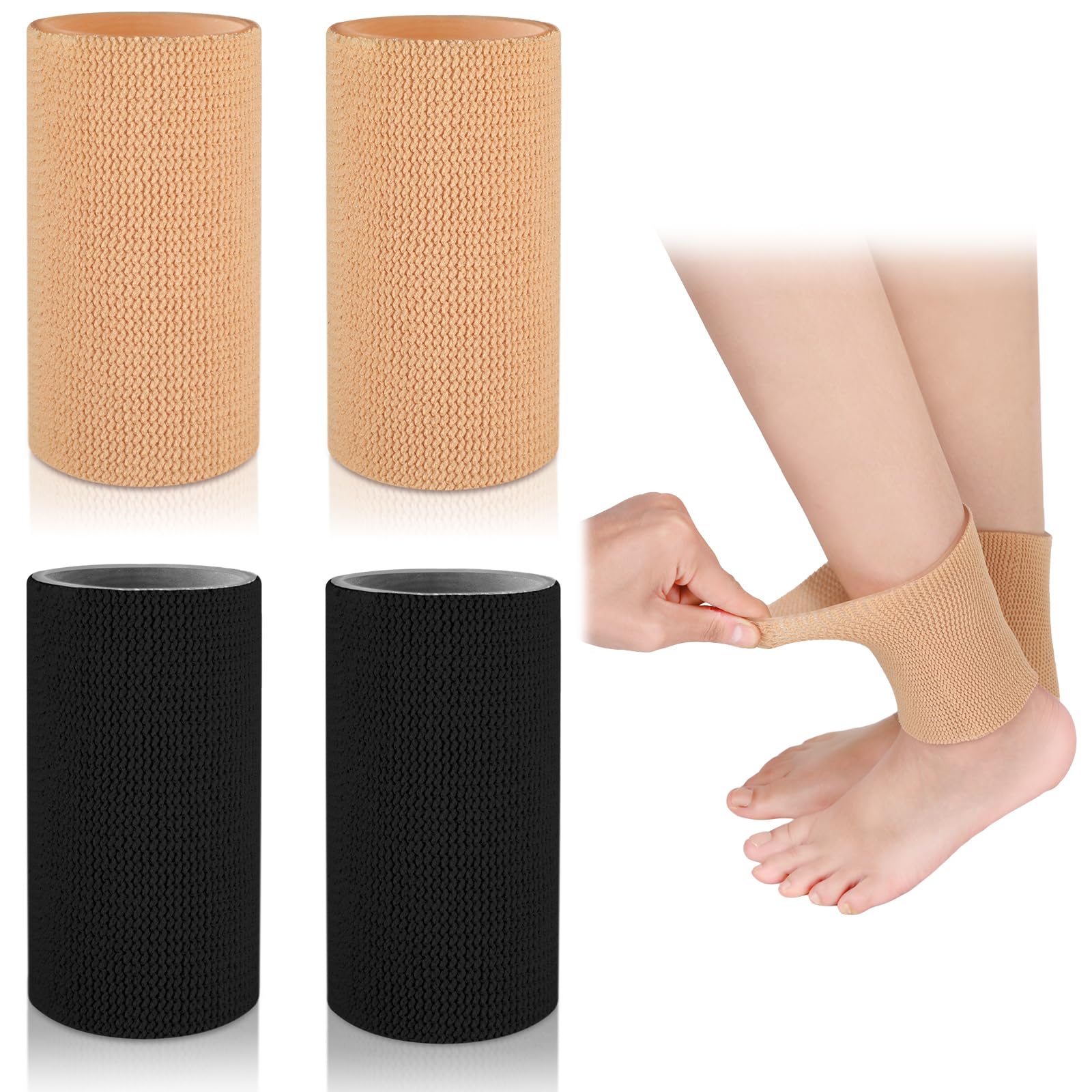 Suhine 4 Pcs Ankle Sleeve Gel Padded Socks