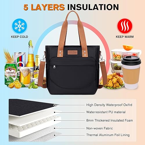 Miniatura 3 de Fresh-flash Bolsa de almuerzo para mujeres y hombres para el trabajo, lonchera grande aislada, bolsa de almuerzo a prueba de fugas, bolsa de