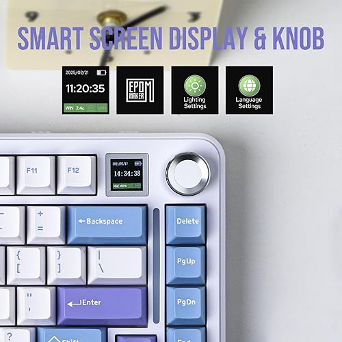 Miniatura 3 de EPOMAKER Cypher81 - Teclado mecánico para juegos con 75% de juntas, con pantalla TFT y perilla, trimodo (tipo-CBT2.4G), intercambiable en caliente,