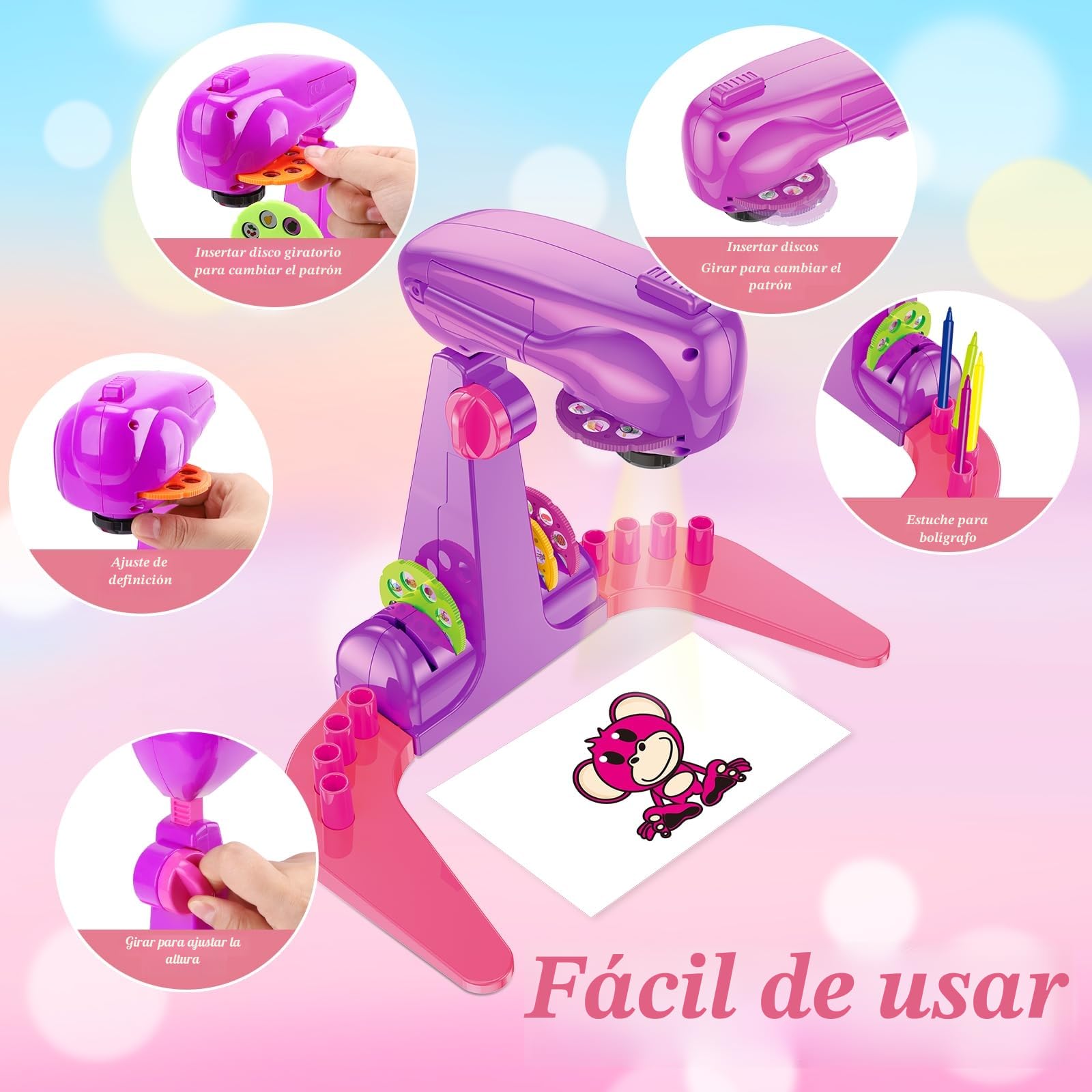 Juguete Proyector De Dibujo Para Niñas – 72 Motivos Unicornio Con Lápices Y Libro | Regalo 3-6 Años