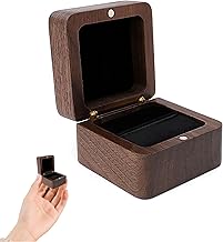 Boîte à Anneau En Bois Noyer Massif Avec Doublure Velours Pour Mariage Fiançailles Demande En Mariage Coffret Robuste Rangement Anneaux