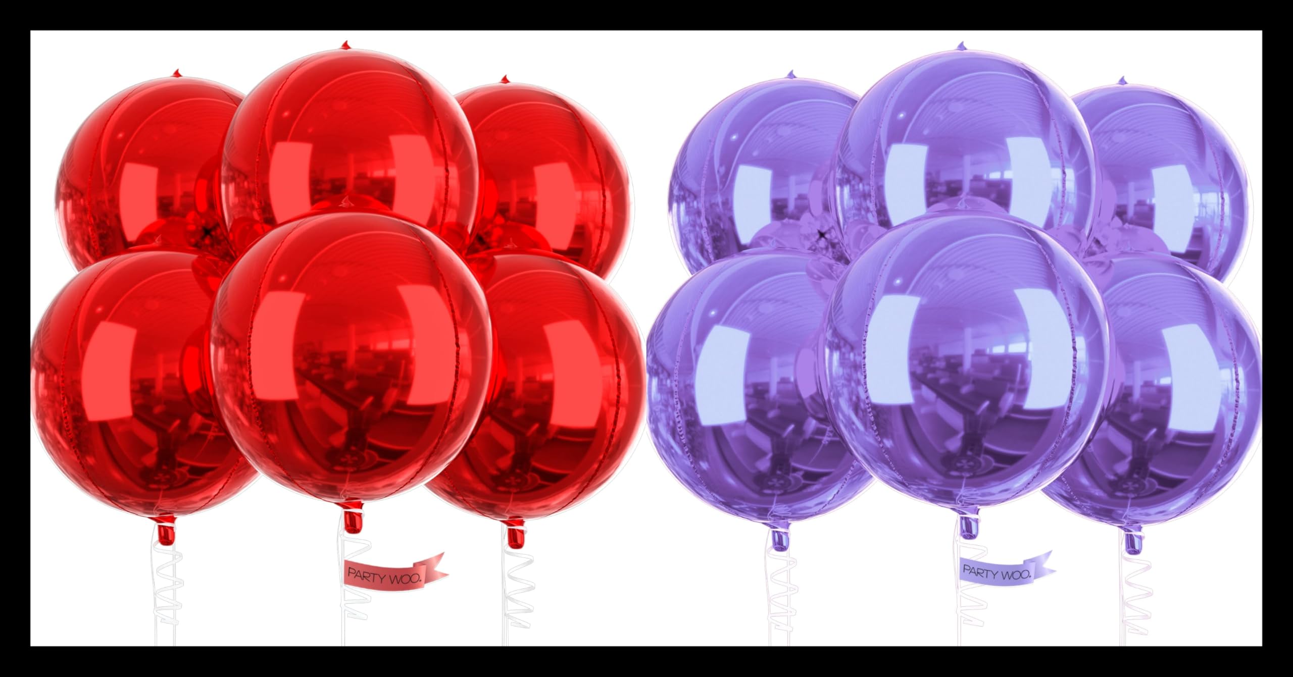 PartyWoo Red Balloons 6 pcs and PartyWoo Purple Balloons 6 pcs