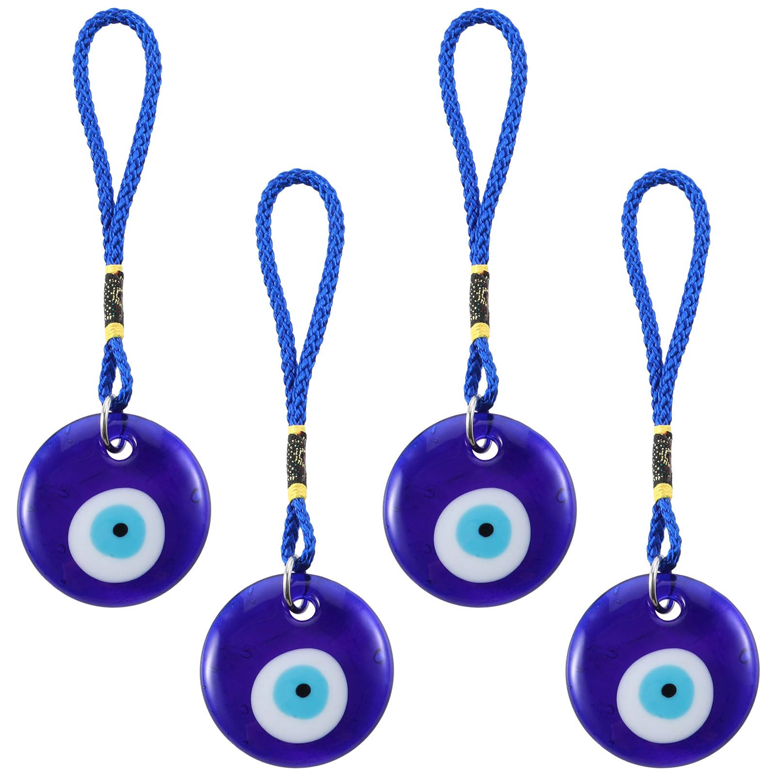 4 Pcs Blue Evil Eye Glass Hanging Pendant Car Rearview Evil Eye Charm Ornament Turkish Gr…