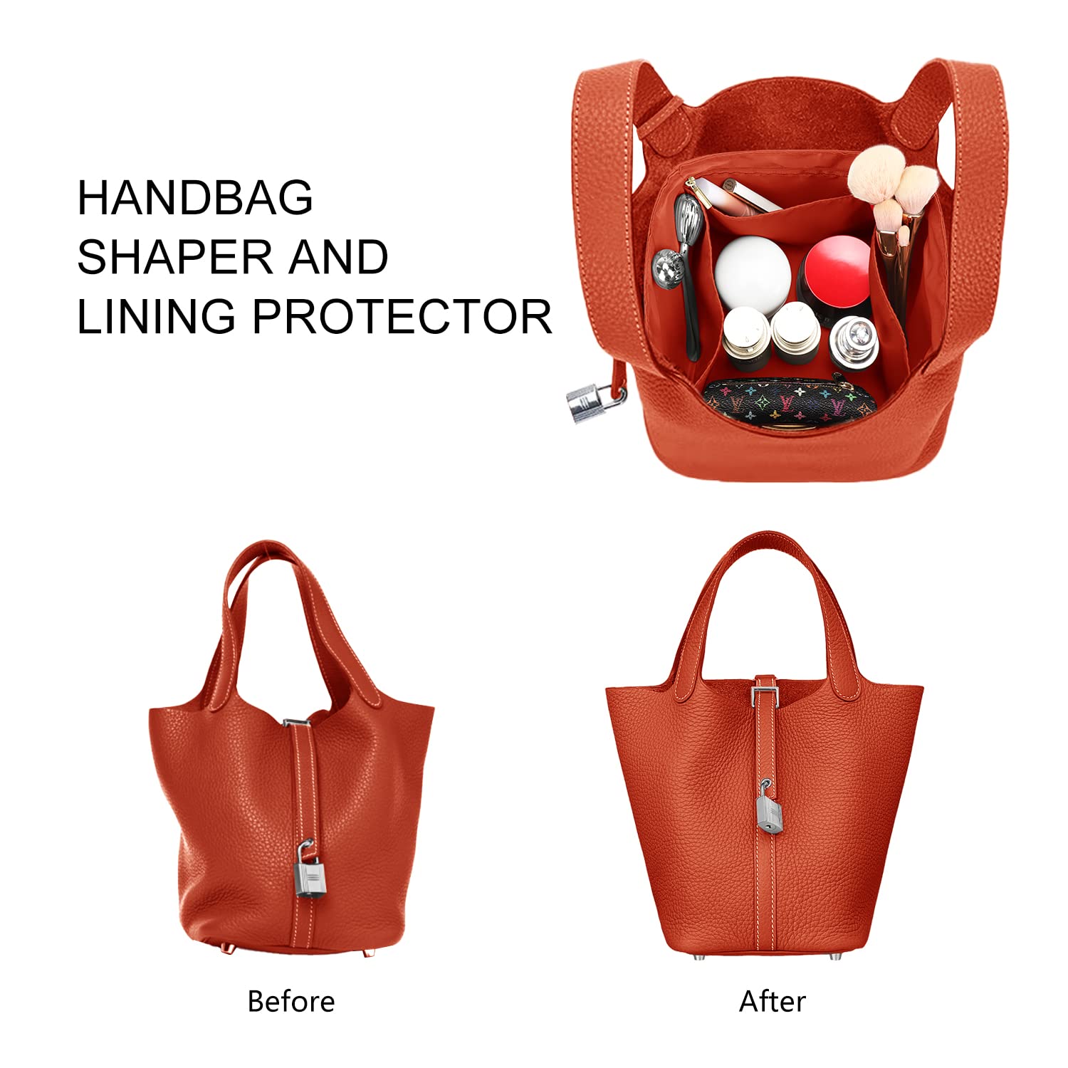 Seidiger Taschen-Organizer Für Hermès Picotin 18/22 – 2er Set Mit Kosmetiktäschchen, Gold