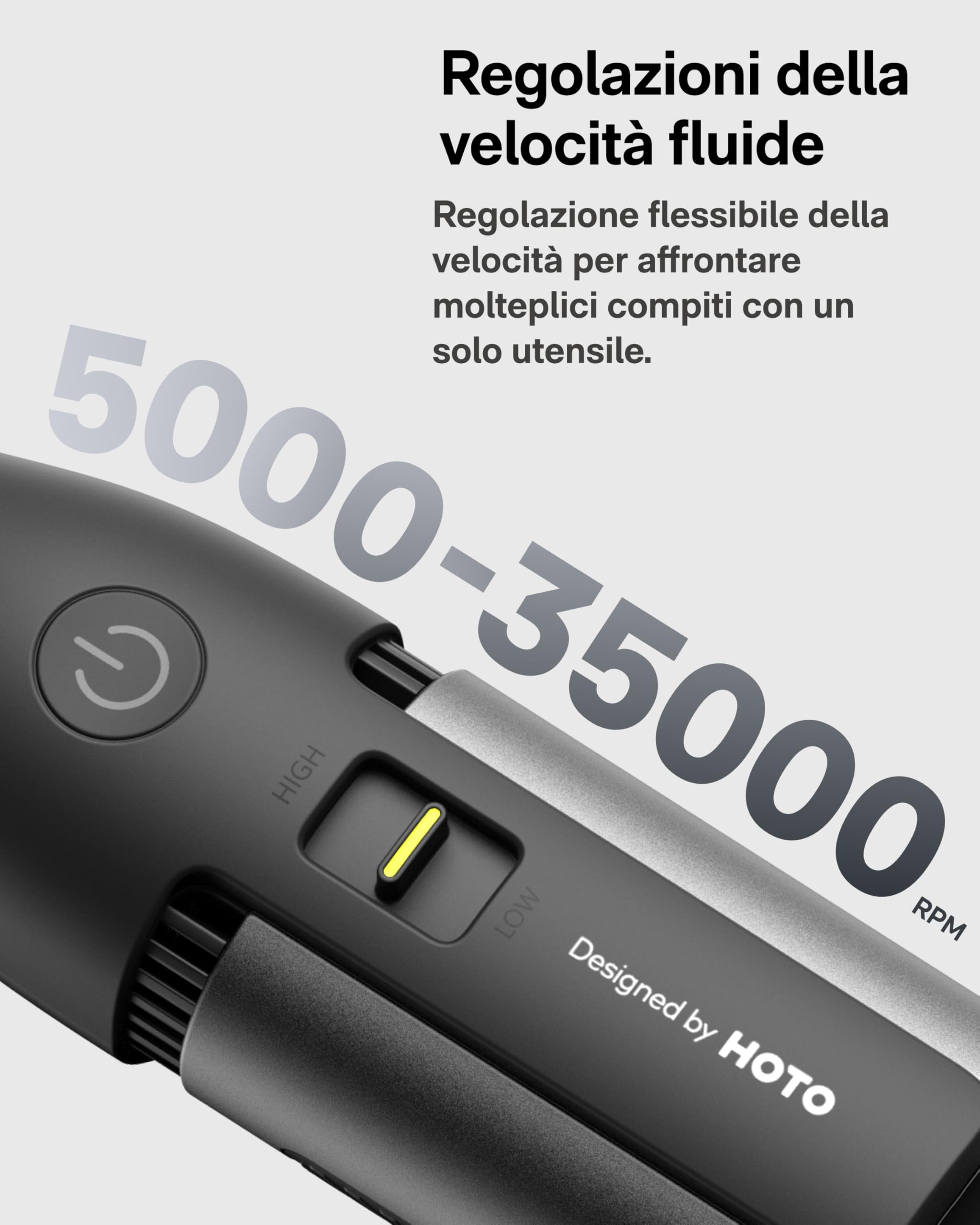 HOTO Strumento Multifunzione, Trapano a Batteria da 12V con Velocità Massima di 35000 RPM, Utensile Rotante con Luce LED e 37 Accessori, Strumenti rotanti Per incidere, forare, smerigliare
