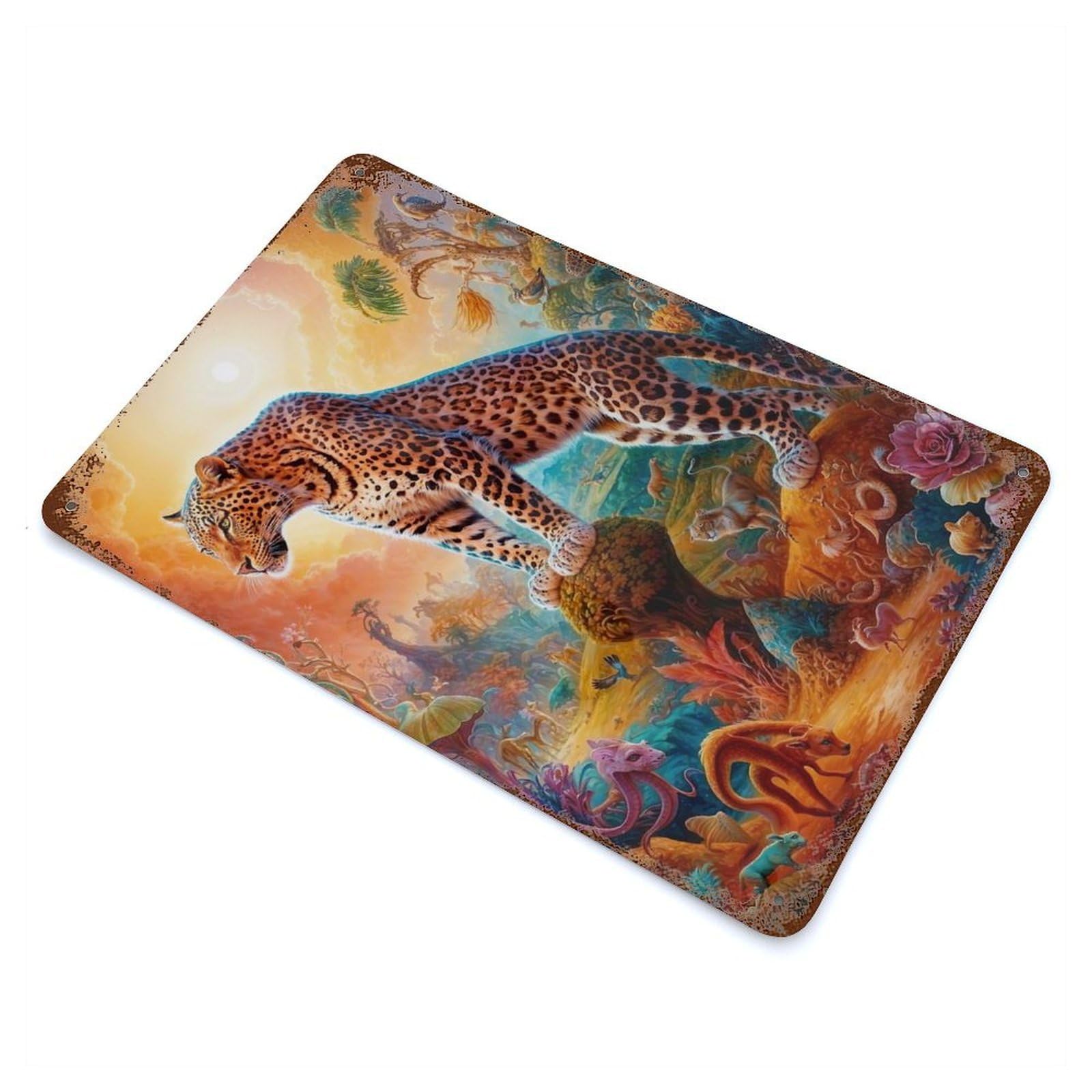 Surreal Leopard Safari 2 Decorative Tin Sign 11.8"x7.9", for Farmhouse, Kitchen And Entryway Decor, Shabby Chic Decor