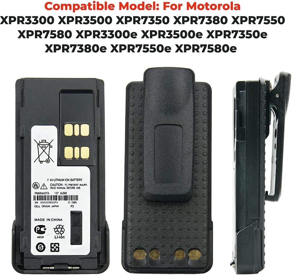 7.4V 1800mAh PMNN4407A Battery for Motorola XPR3300 XPR3500 XPR7350 XPR7380 XPR7550 XPR7580 GP338D DP4600 XiR P8668 APX 2000 Two Way Radio Replacement Battery : Electronics
