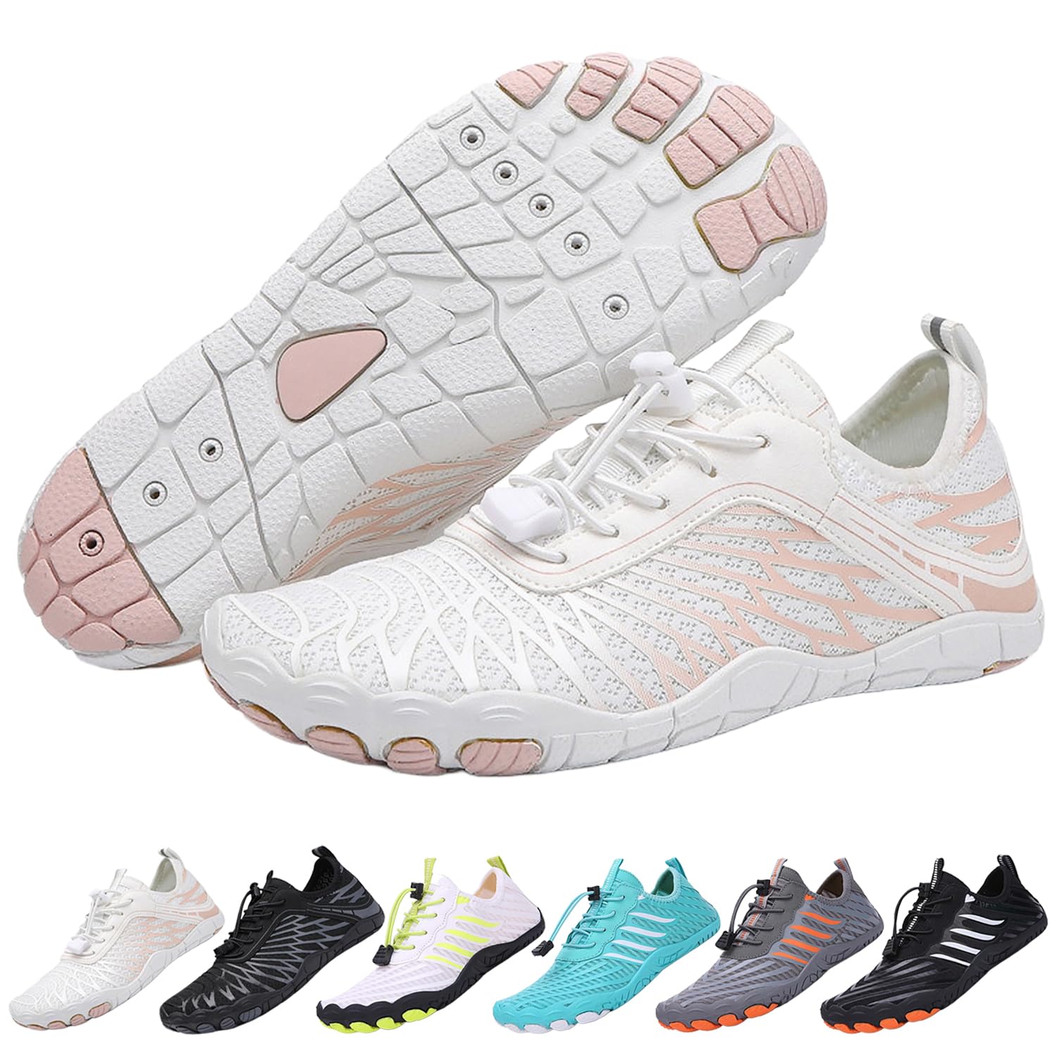 Hiking Barefoot Shoes for Women Men, Non-Slip Water Shoes Unisex, Grounded Footwear Quickdry Wide Toe Barefoot Sneakers Lightweight Breathable Running Biking Swim River